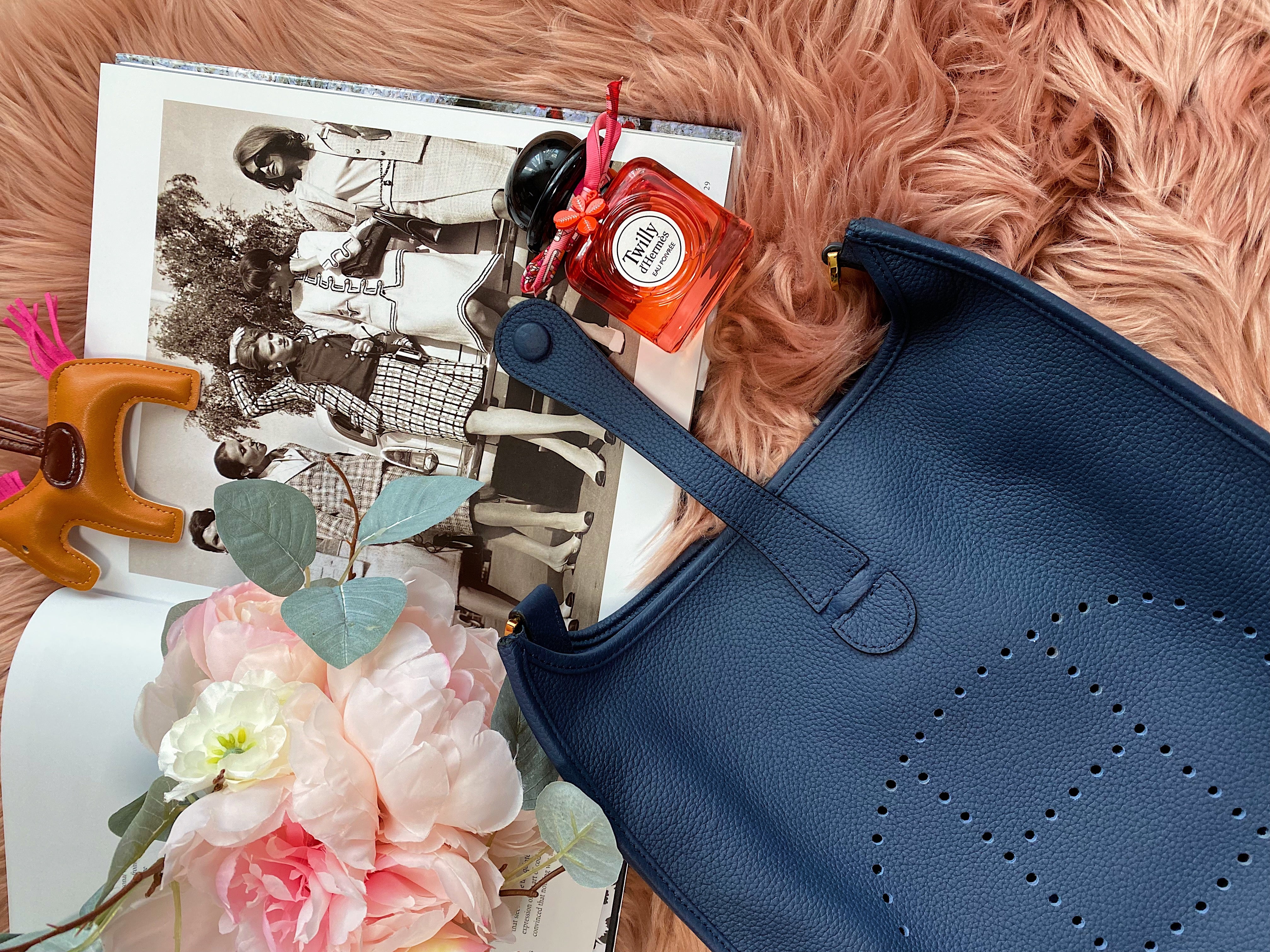 [TOP] HERMES Evelyn 28 - Blue with GHW