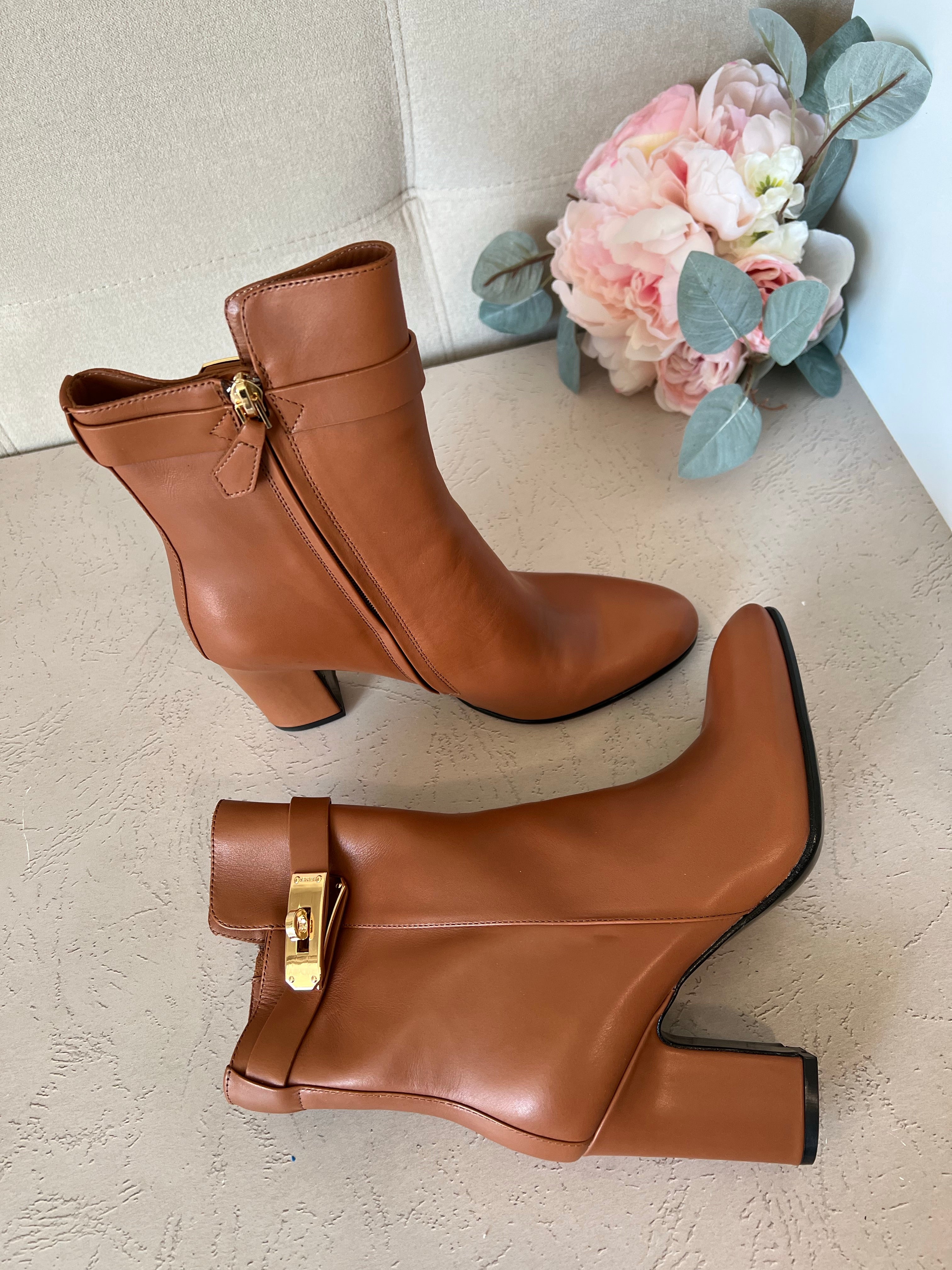 [TOP] HERMES Joueuse Ankle Boots - Brown