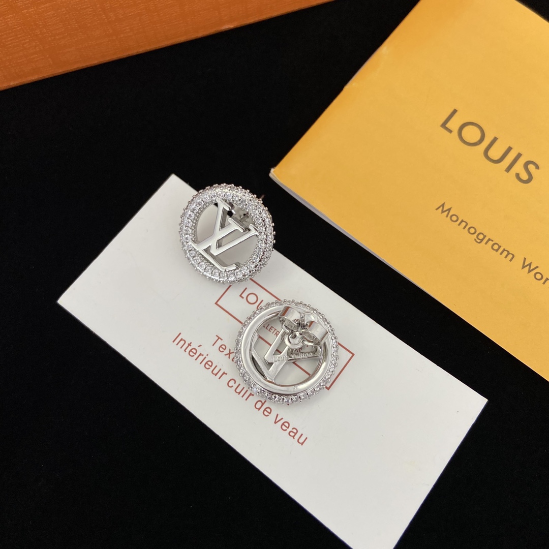 [TOP] Louis Vuitton LV LV Necklace Earrings Set - Silver