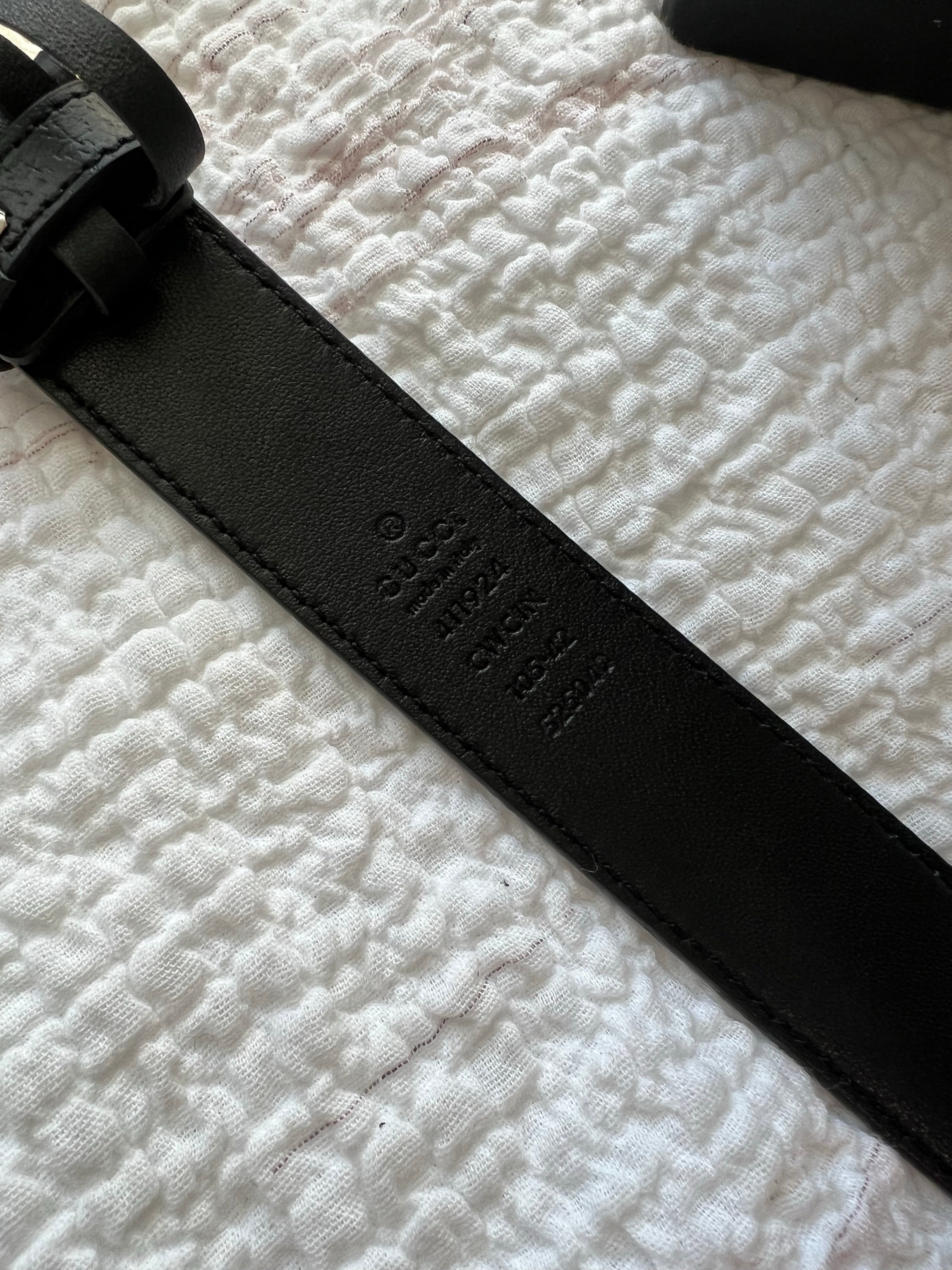 [TOP] GUCCI GG Marmont Texture Leather Belt 3CM Width - Black