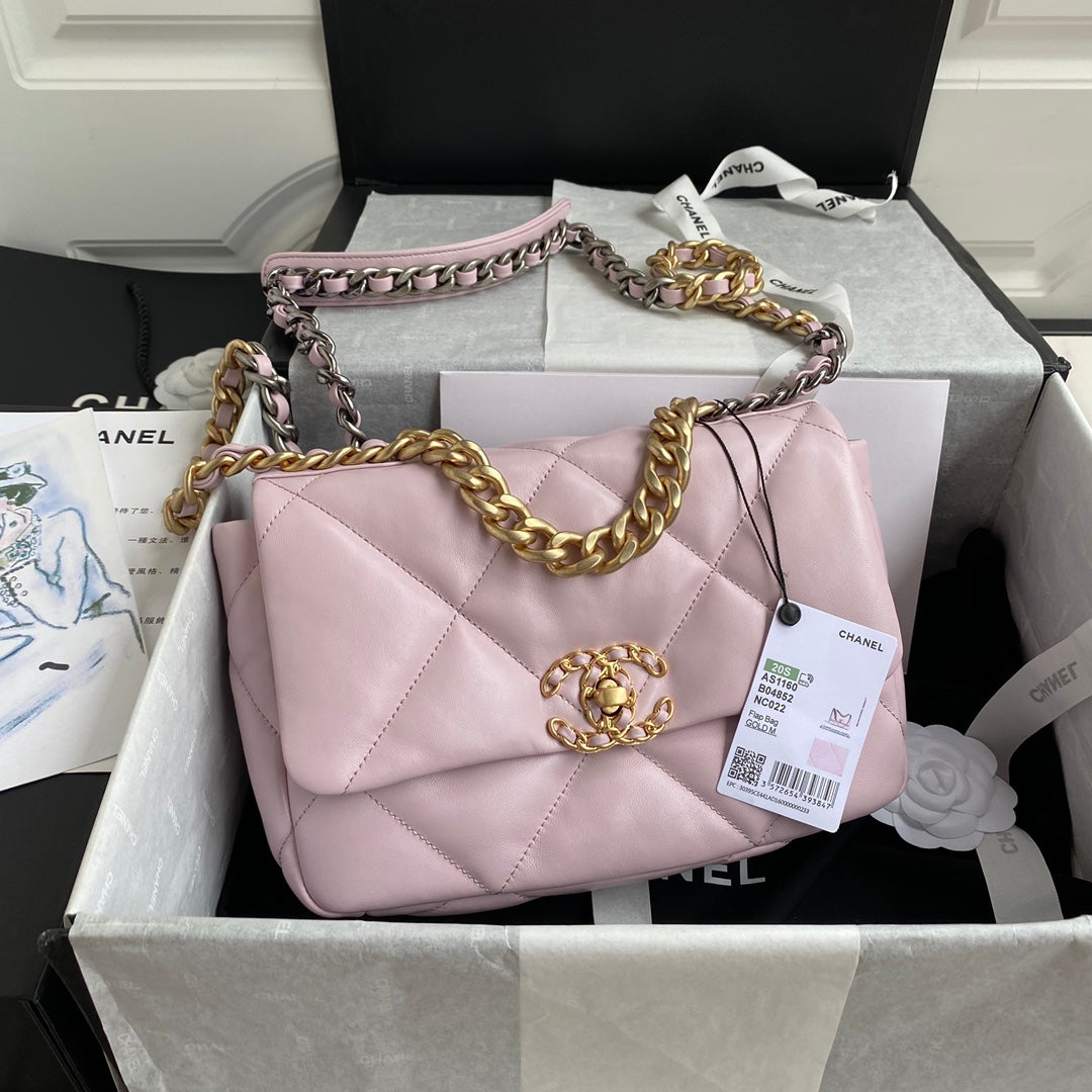 [TOP] CHANEL 19 Bag Lambskin Small 26cm - Light Pink
