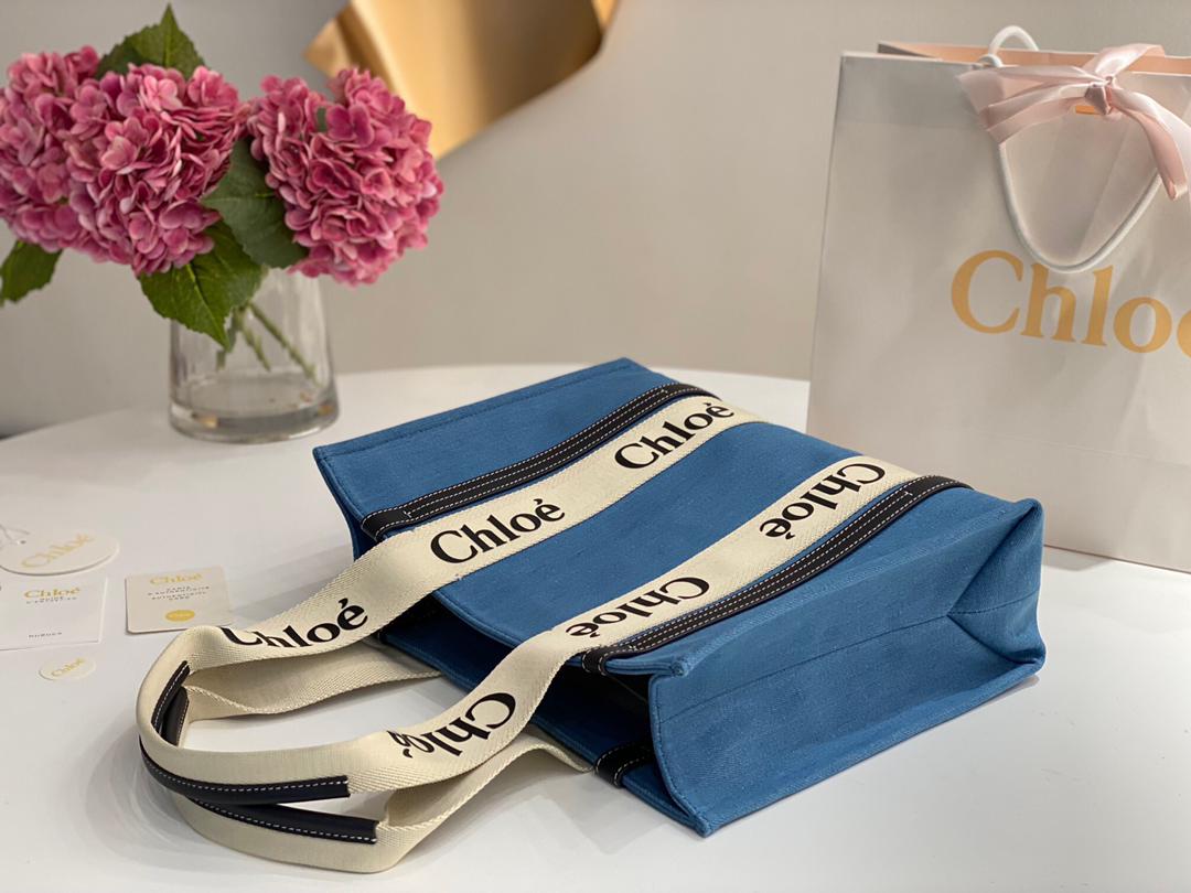 [TOP] Chloe Medium Woody Tote Bag - Denim