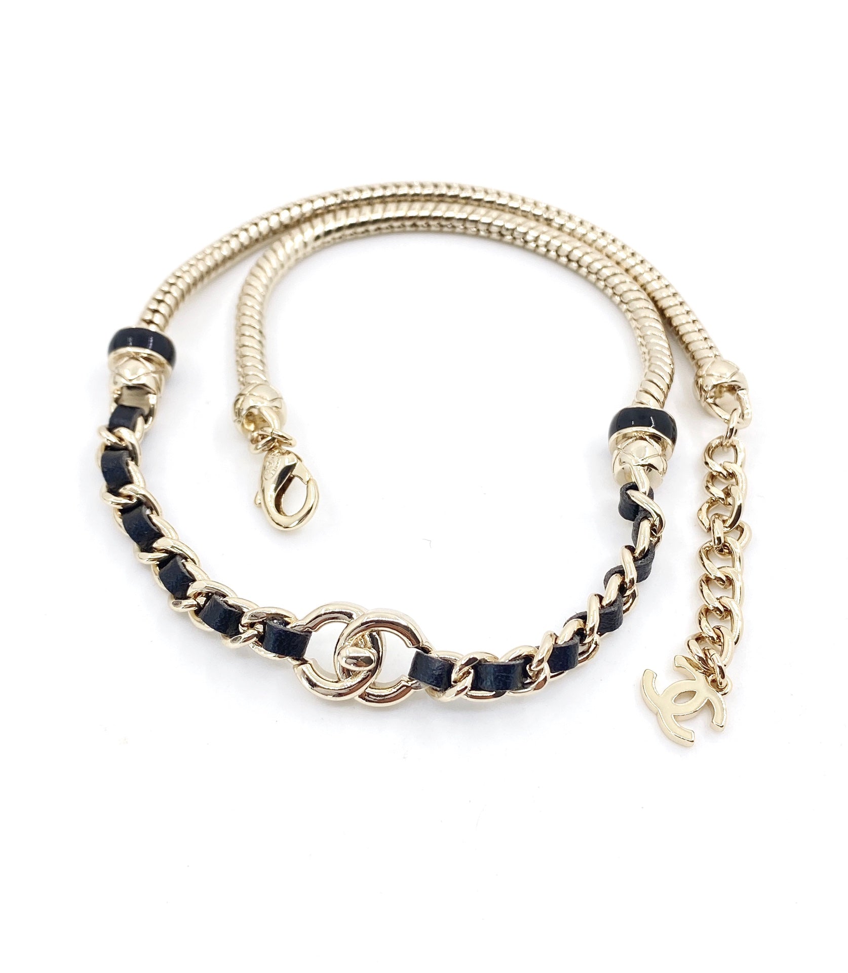 [TOP] CHANEL Turnlock Choker Necklace - Gold and Black