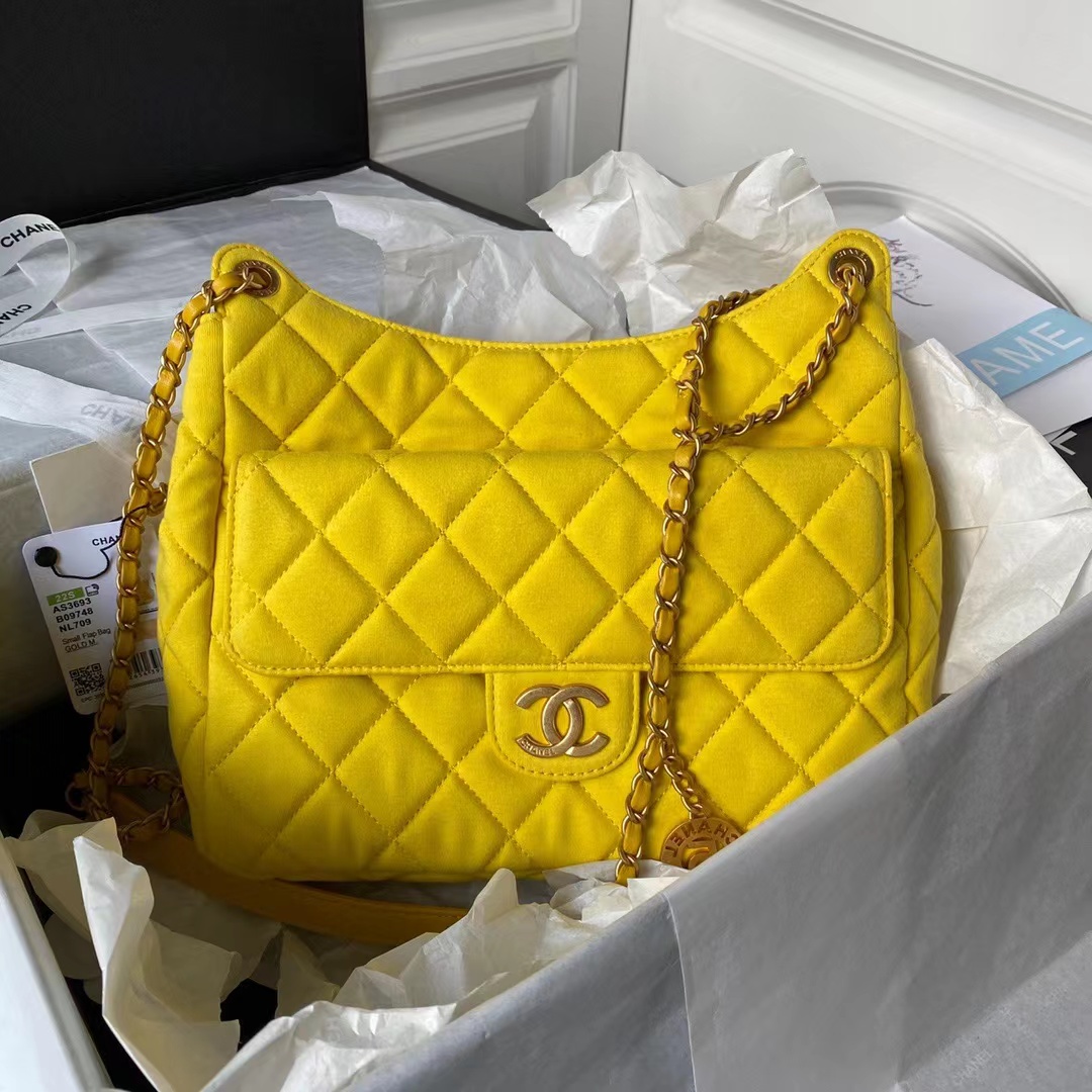 [TOP] CHANEL Hobo Handbag Tweeds & Fabrics- 27x31x8cm -GHW-4 colours