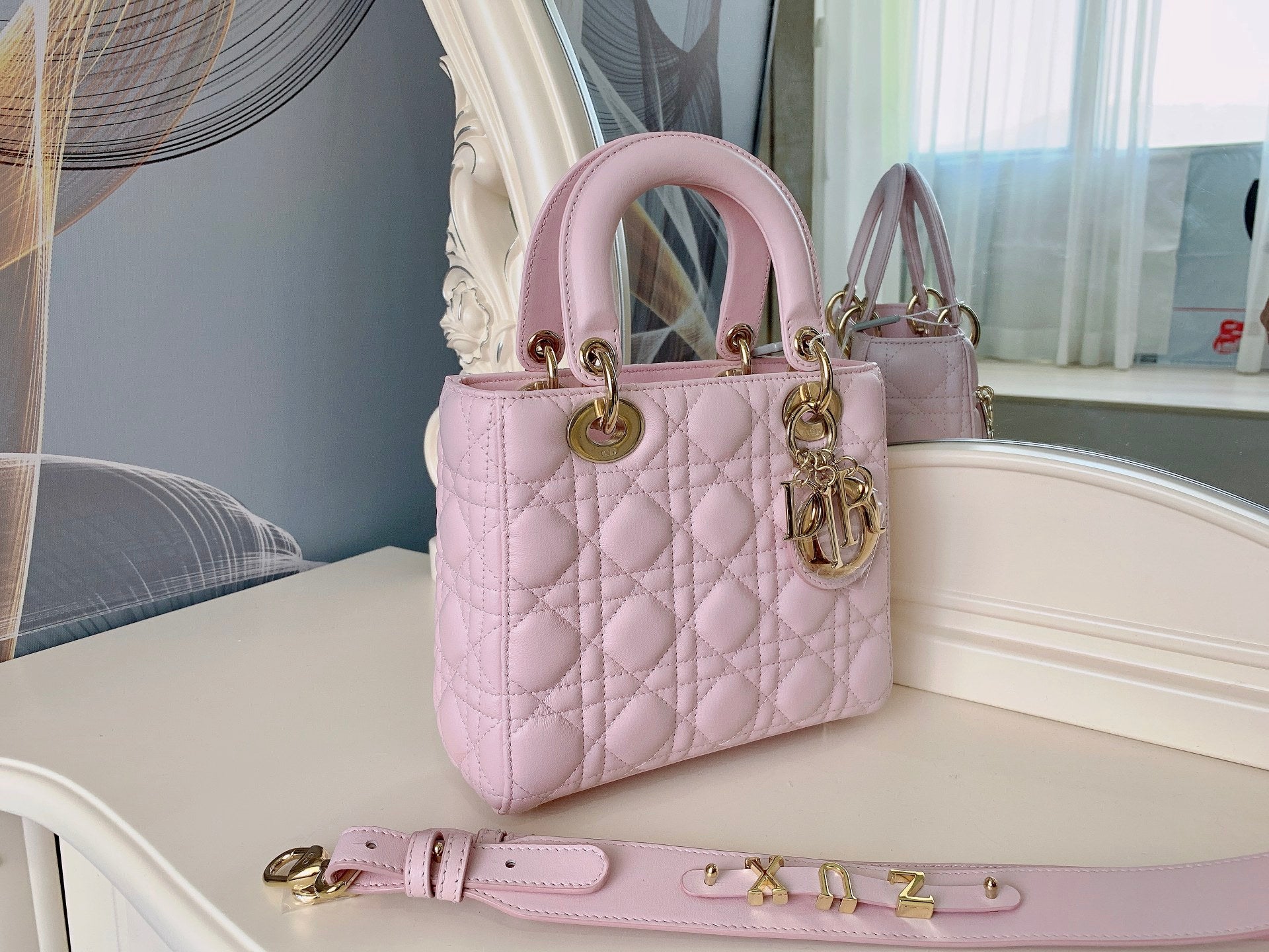 [TOP] Christian Dior Lady Christian Dior Bag  ABC Lambskin - Light Pink