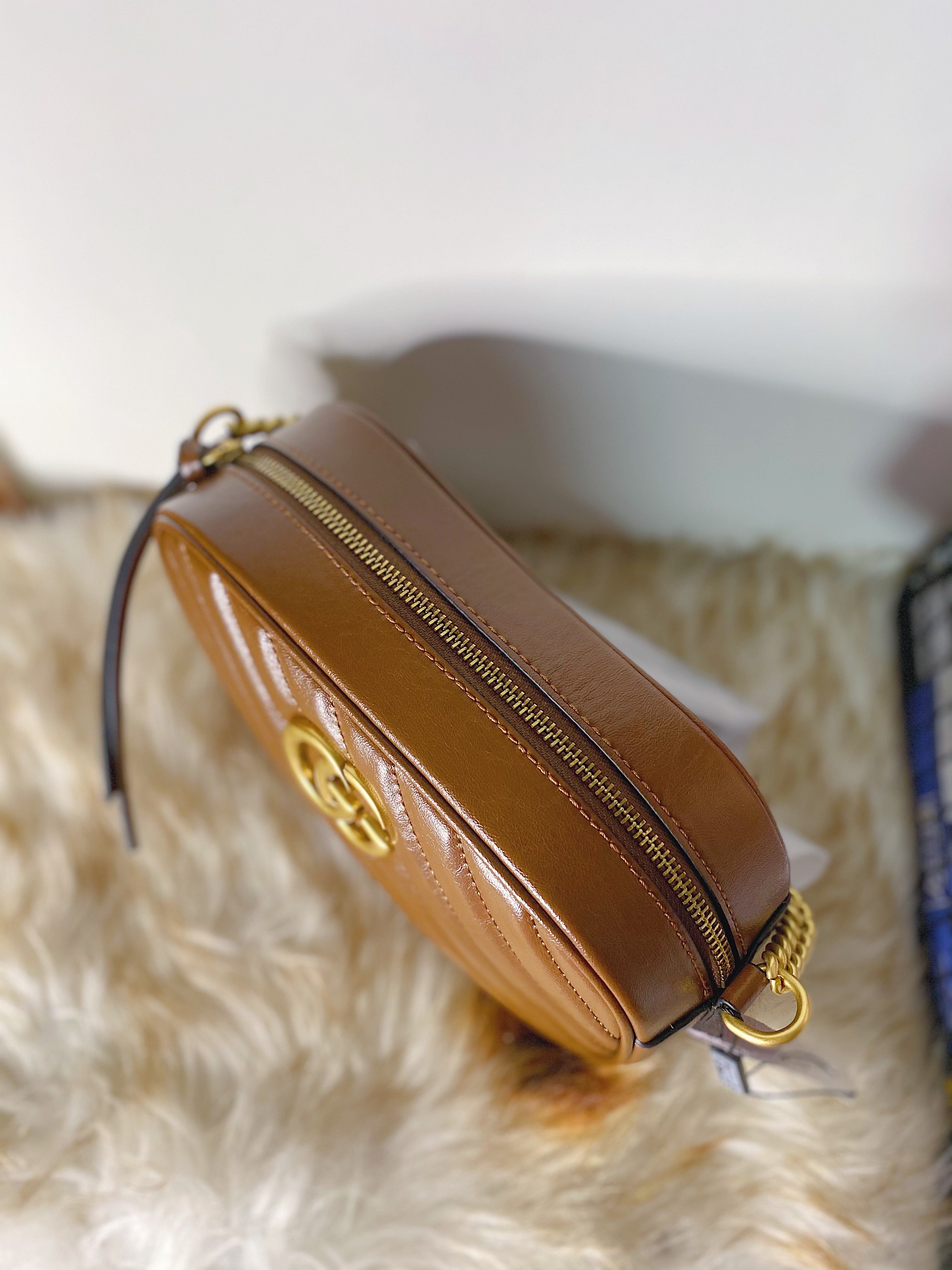 [TOP] GUCCI GG Marmont Bag Matelasse Aged Skin - Brown