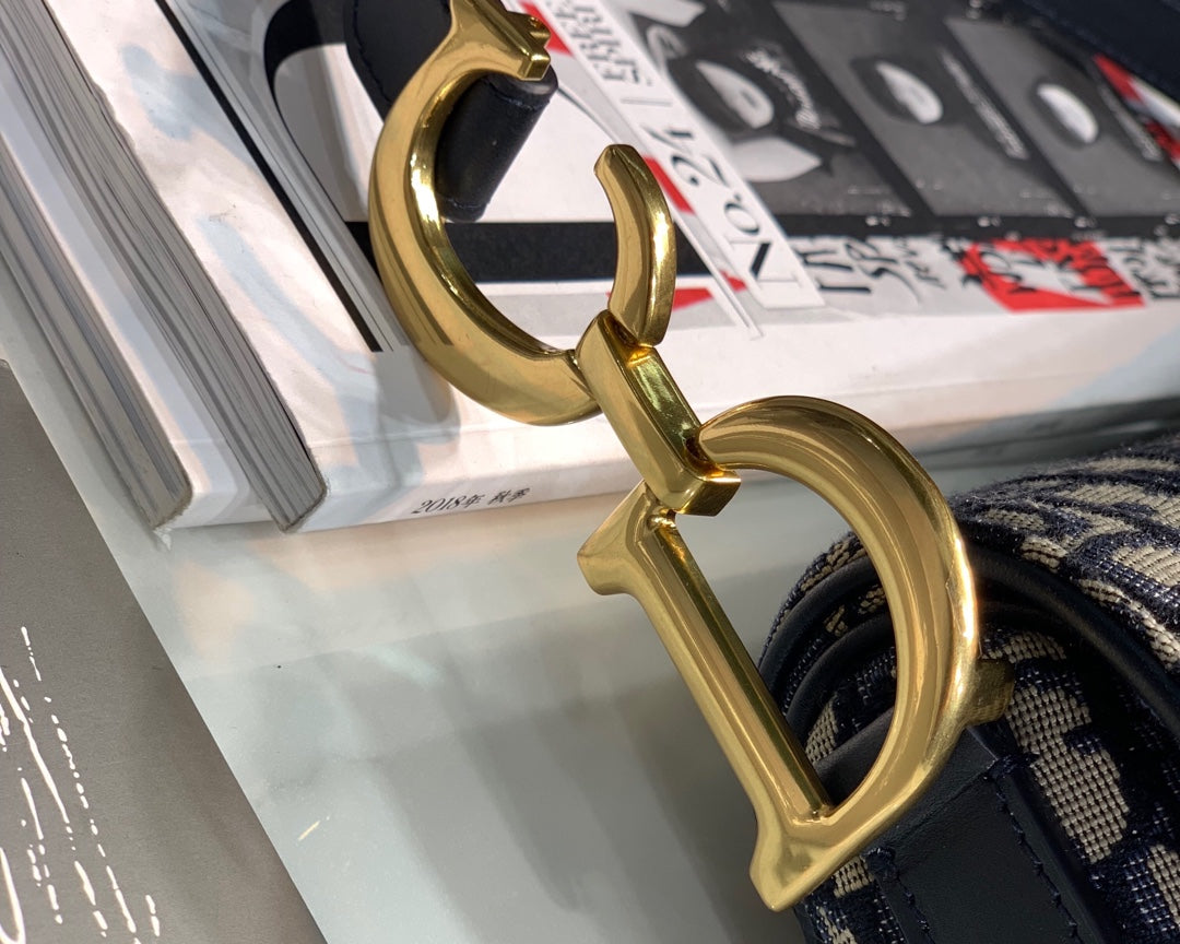 [TOP] Christian Dior Saddle Bag 17cm/25cm  - Navy