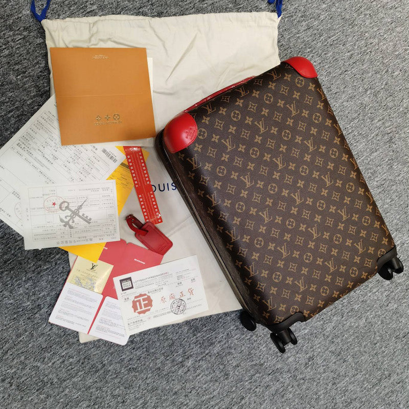 [TOP] Louis Vuitton LV  Monogram Canvas Horizon 55 Luggage - Red
