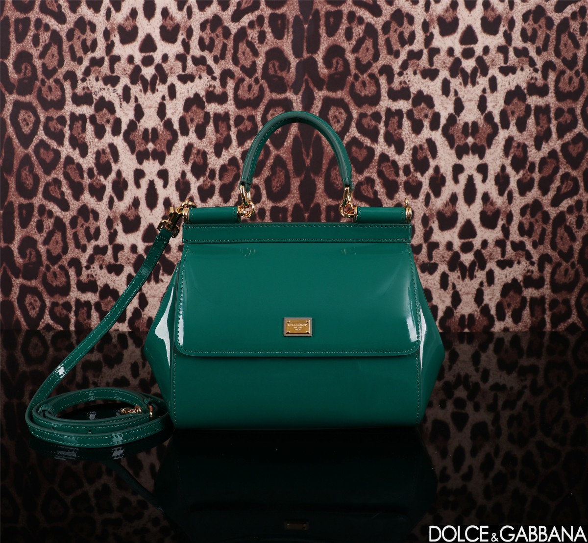 [TOP] Dolce & Gabbana D&G  Polished Calfskin Sicily Bag 18cm/20cm/29cm - Green