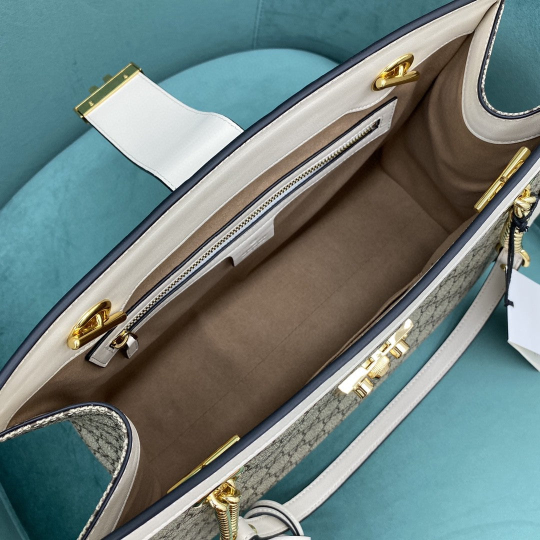 [TOP] GUCCI G*G Padlock Chain Small Tote  - White