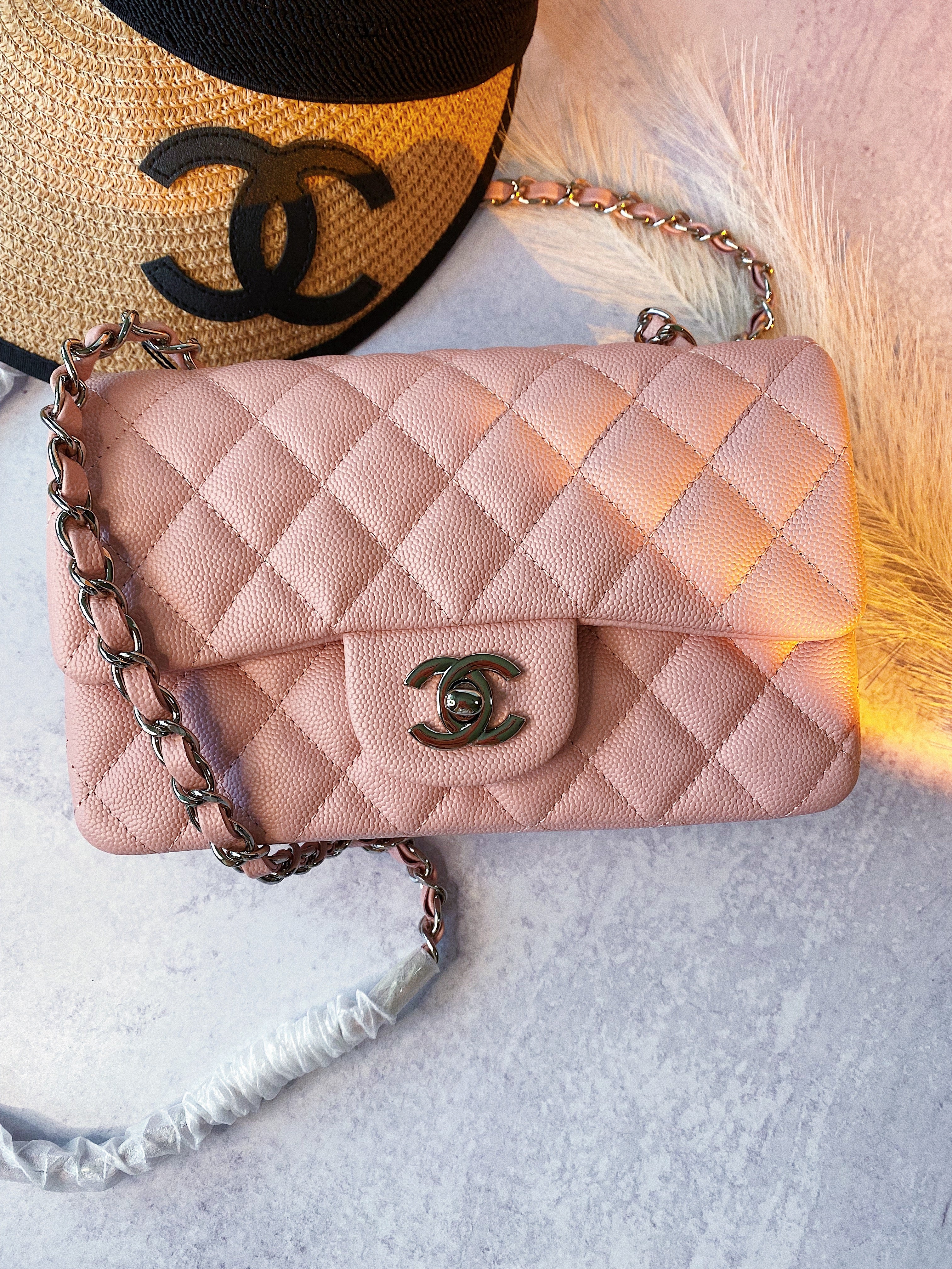 [TOP] CHANEL Classic Flap Bag Caviar Mini 20cm - Pink & SHW