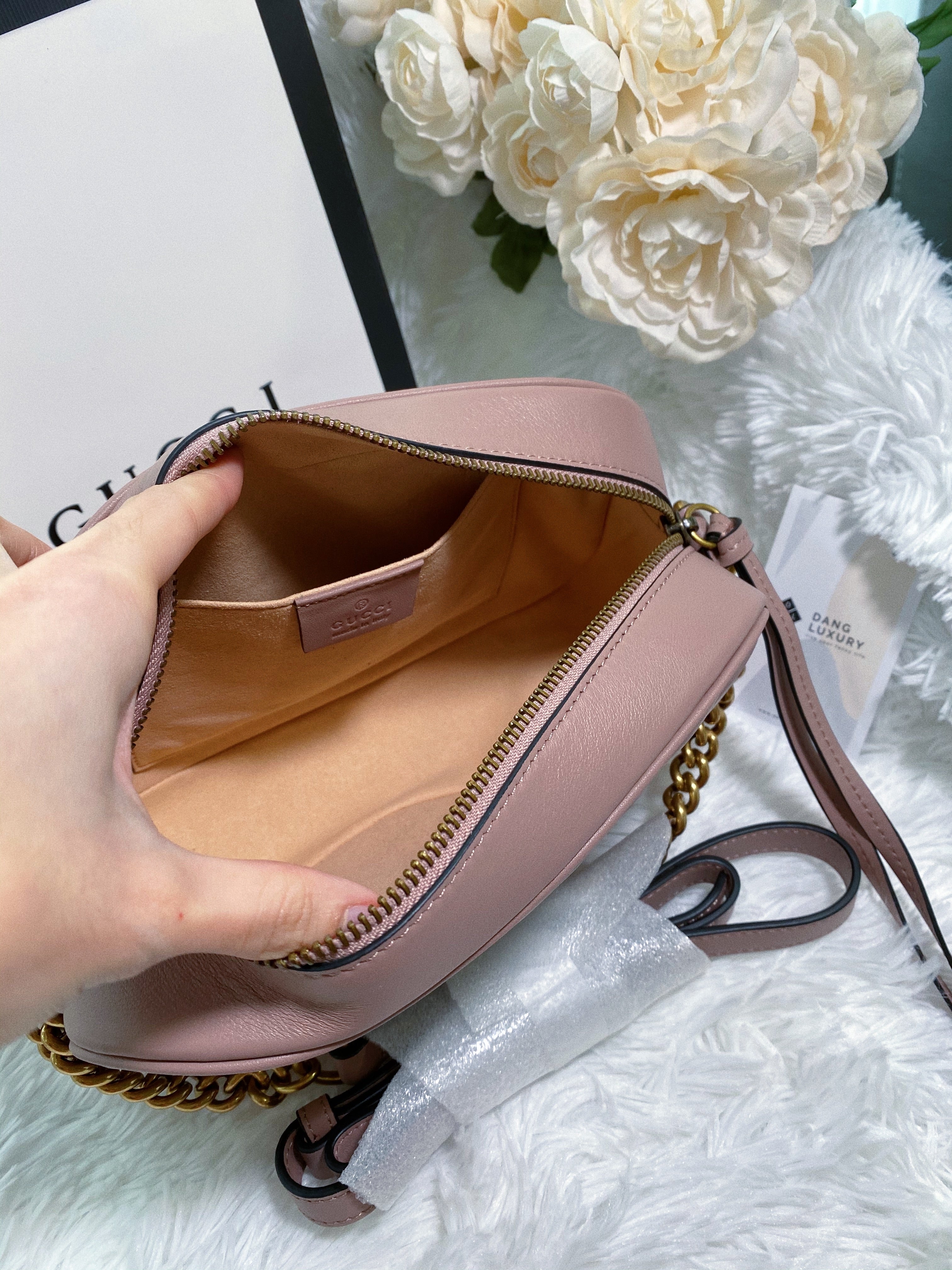 [TOP] GUCCI GG Marmont Bag Matelasse Small 26*15*7 - Dusty Pink