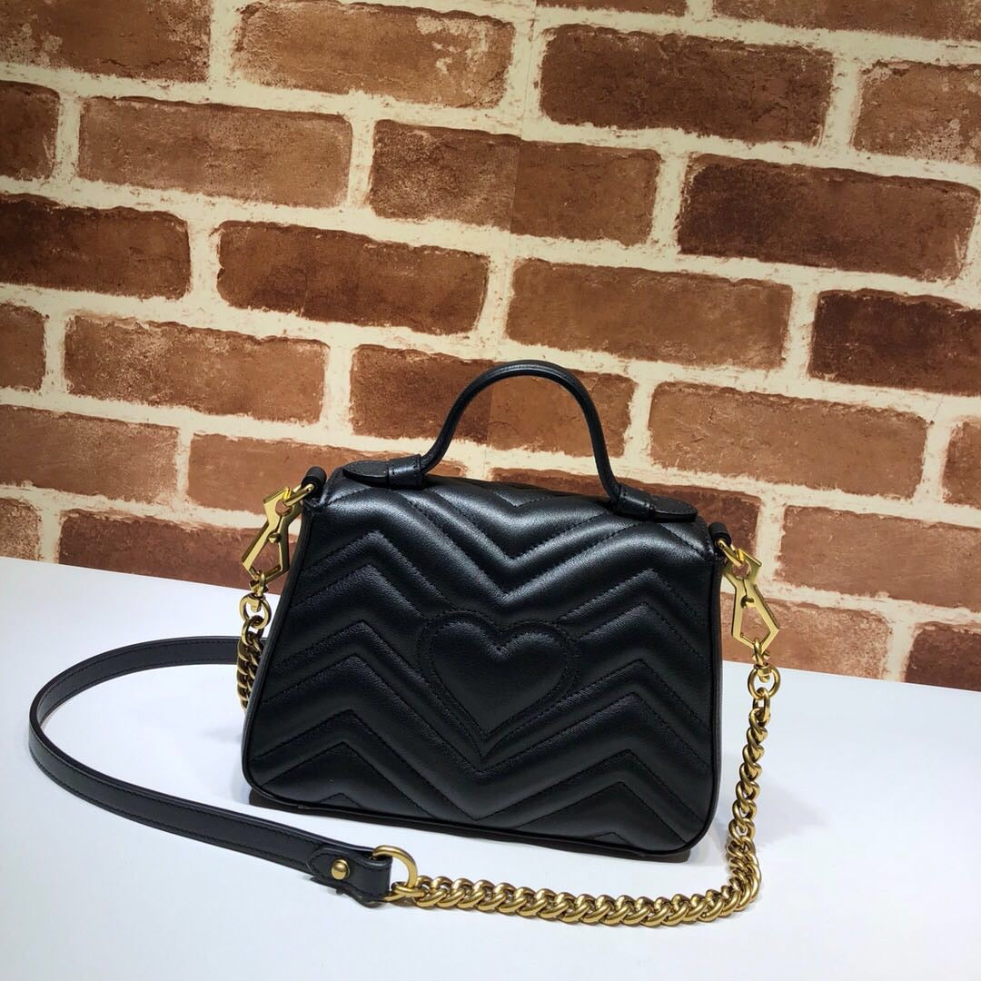 [TOP] GUCCI  Marmont Bag Top Handle Small 27*13.5*10 - BLACK