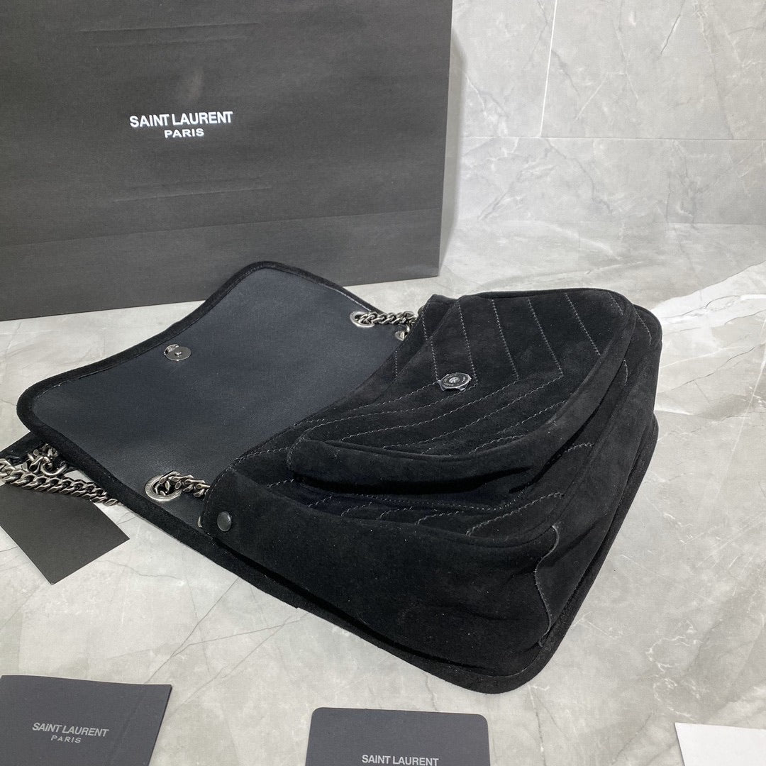 [TOP] Yves Saint Laurent YSL Yves Saint Laurent YSL NIKI Medium SUEDE BAG - BLACK