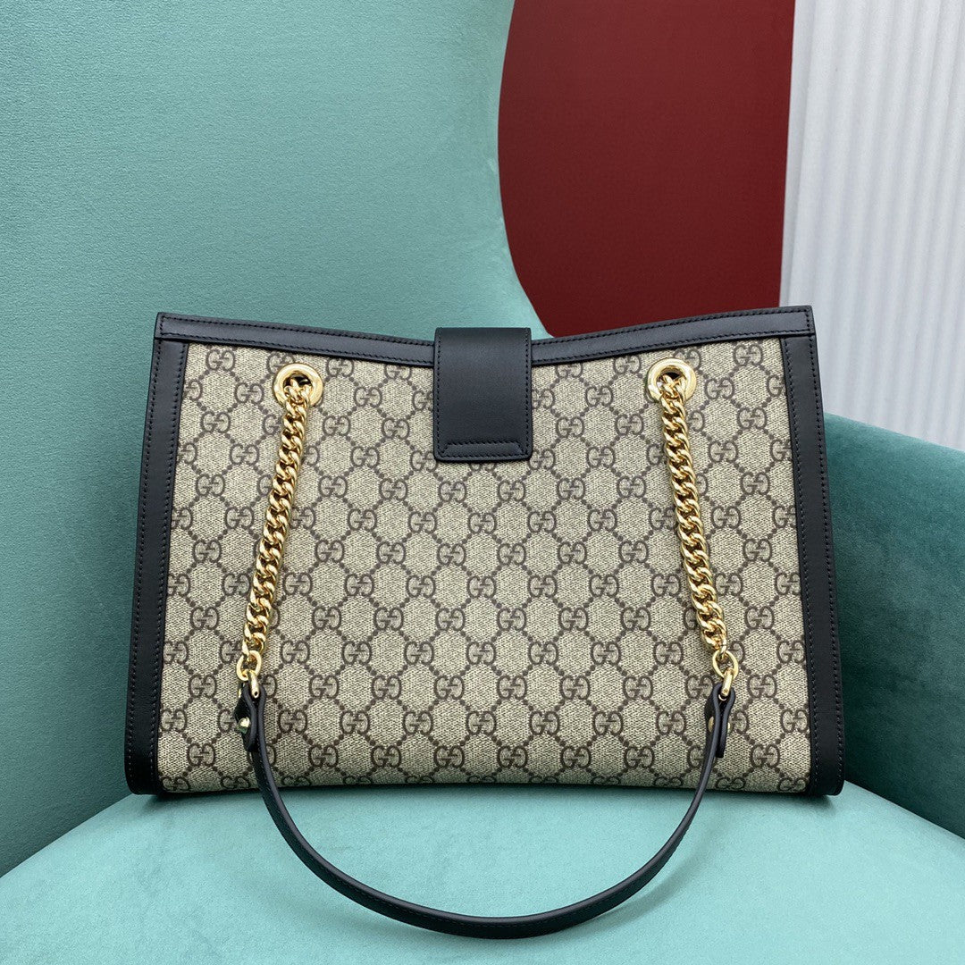 [TOP] GUCCI G*G Padlock Chain Small Tote - Black