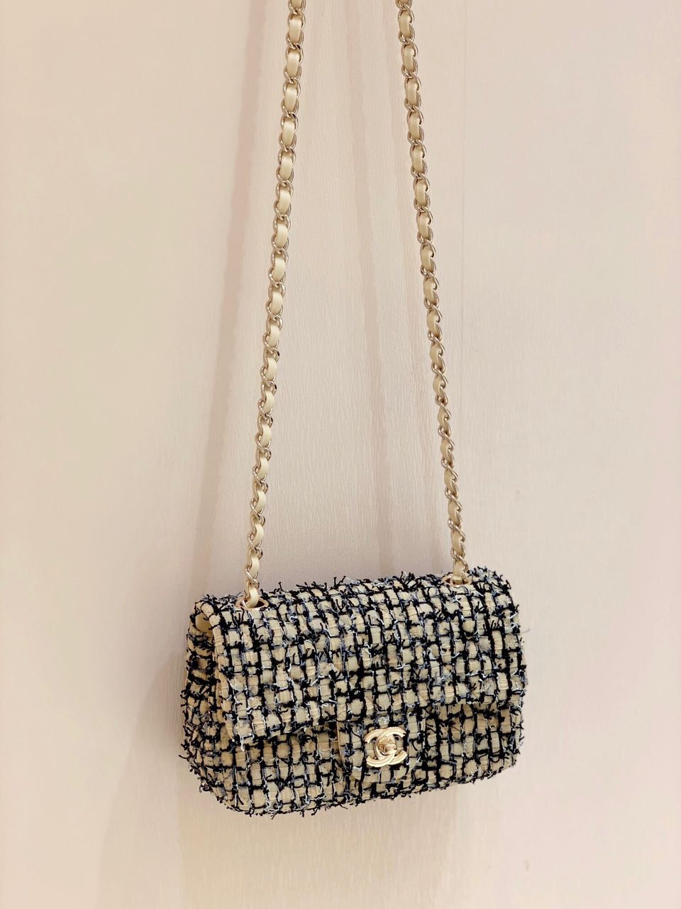 [TOP] CHANEL Classic Flap Bag Tweed Mini Rectangular 20cm - Yellow Black