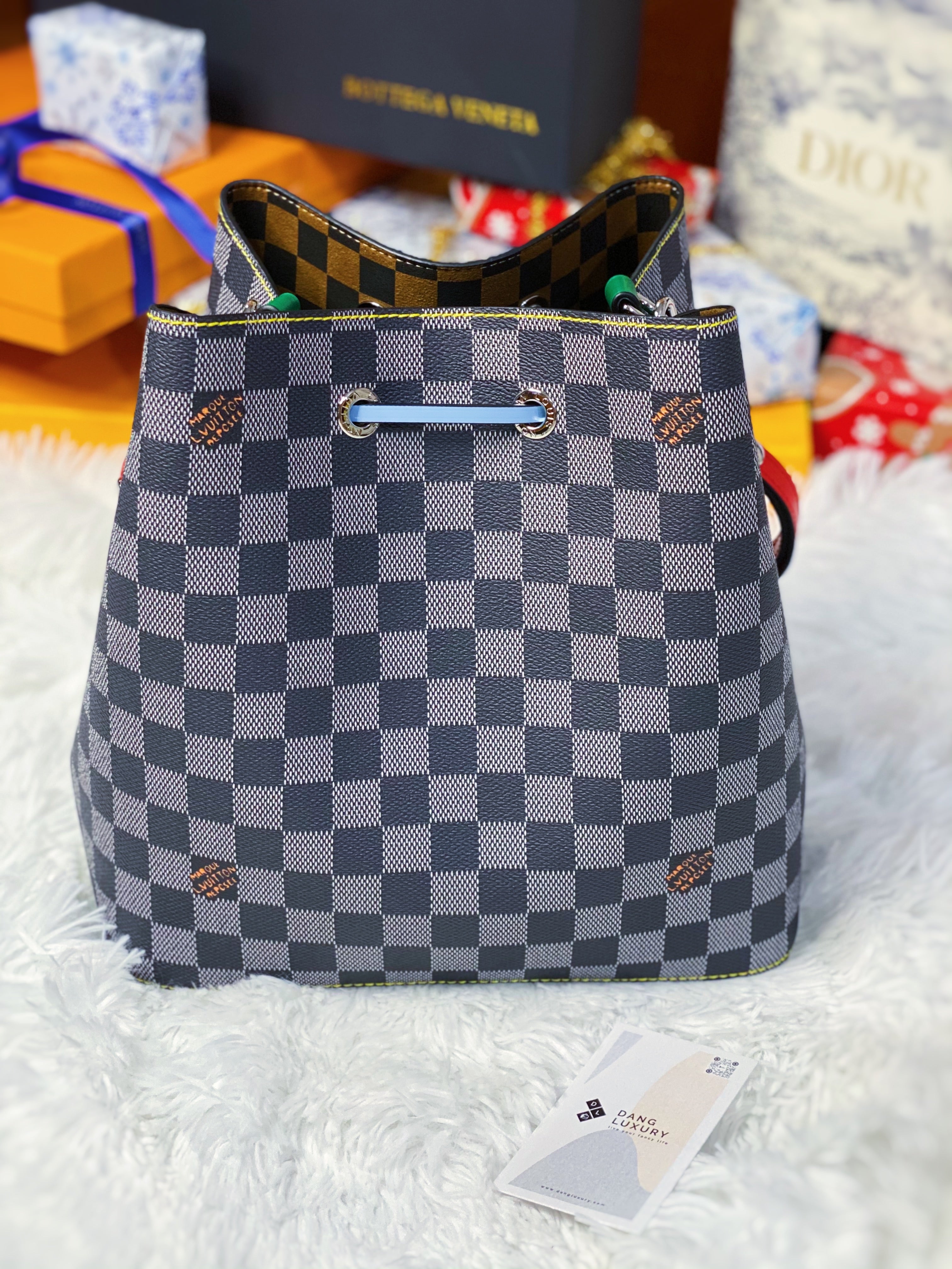 [TOP] Louis Vuitton LV Noe Bag 34x26x19cm- Damier Black/White Bag