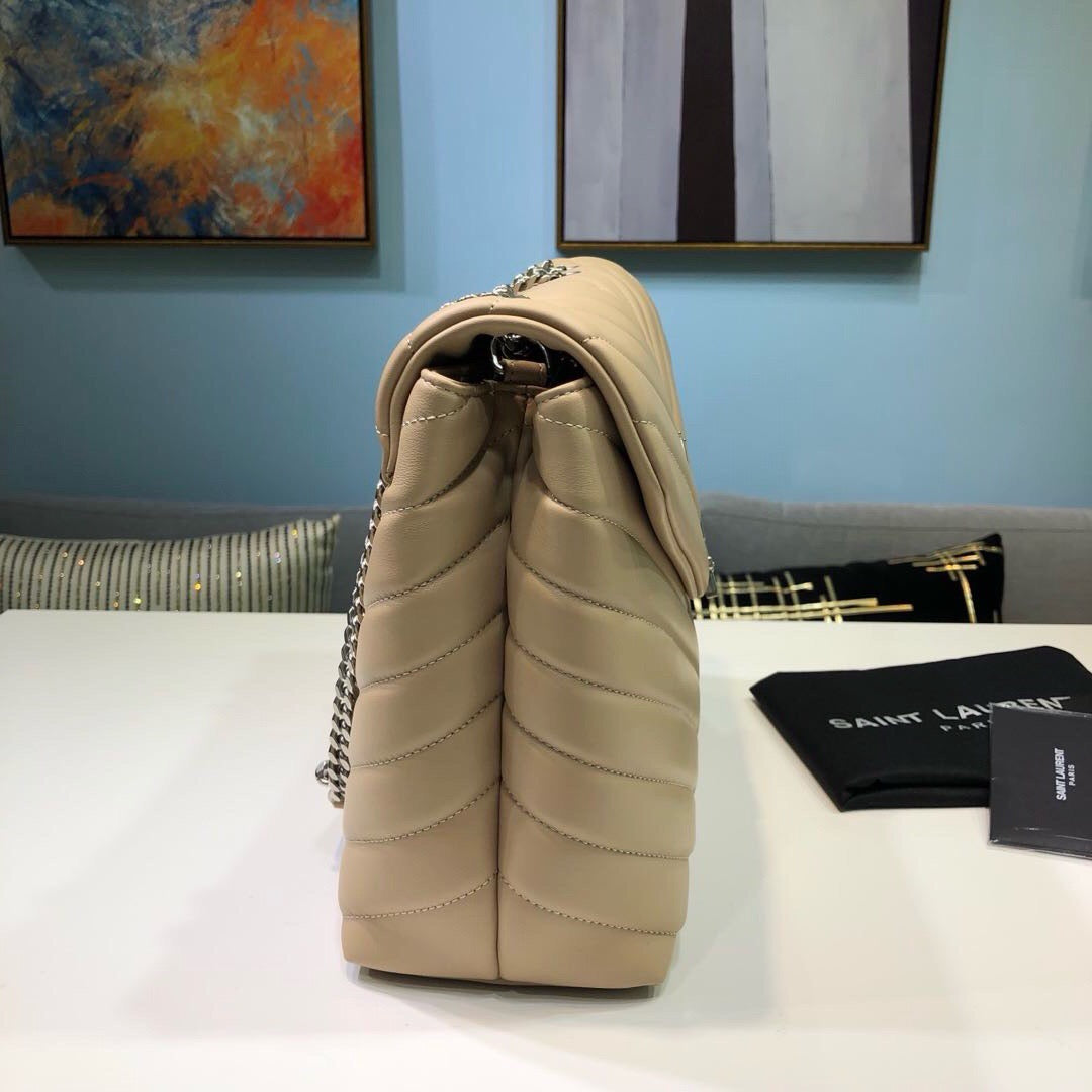 [TOP] Yves Saint Laurent YSL LouLou Medium Bag 31cm - Beige w SHW