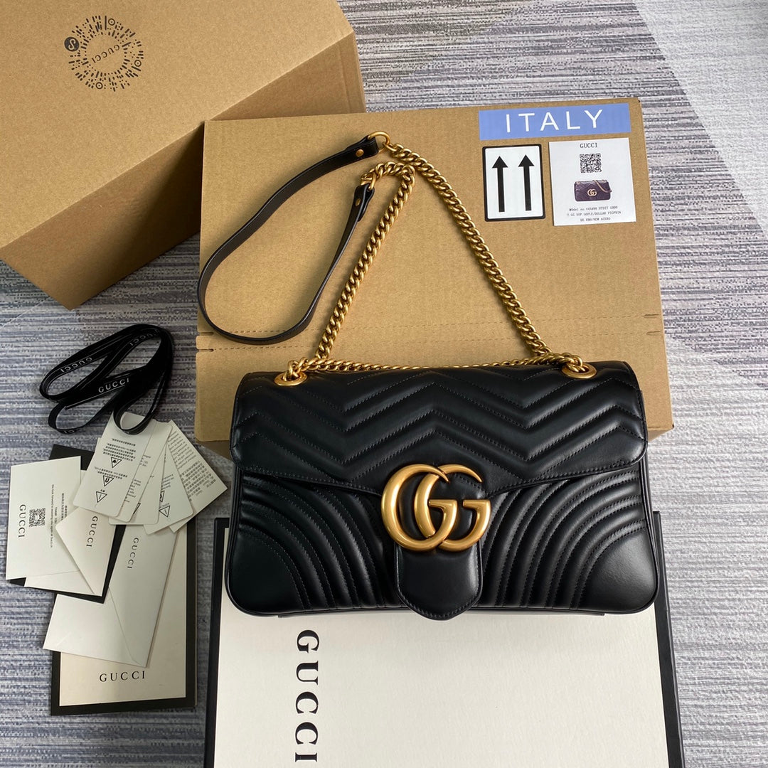 [TOP] GUCCI Marmont Bag Medium 31cm - Black & GHW