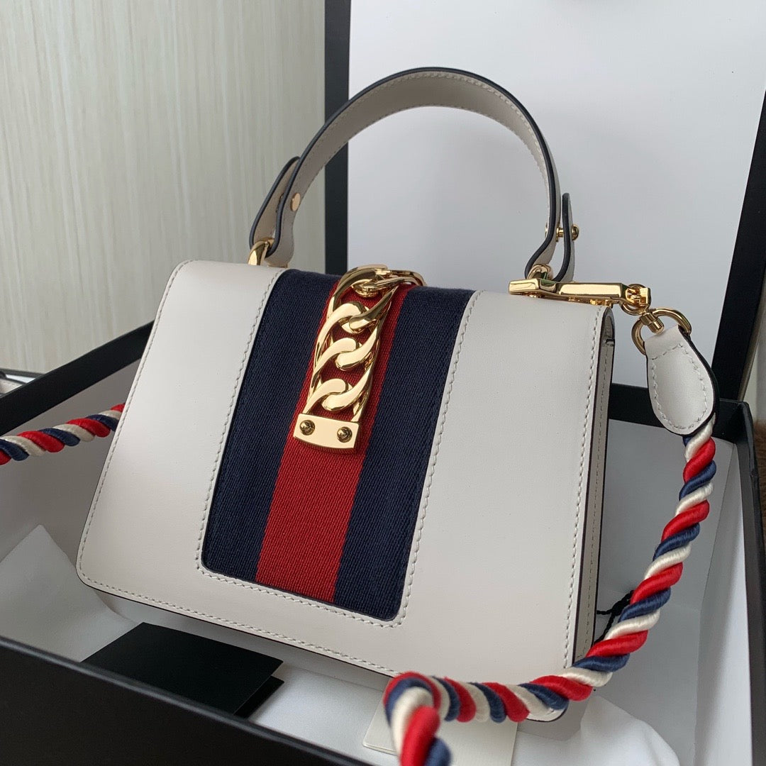 [TOP] GUCCI G*G Sylvie Leather Bag - White