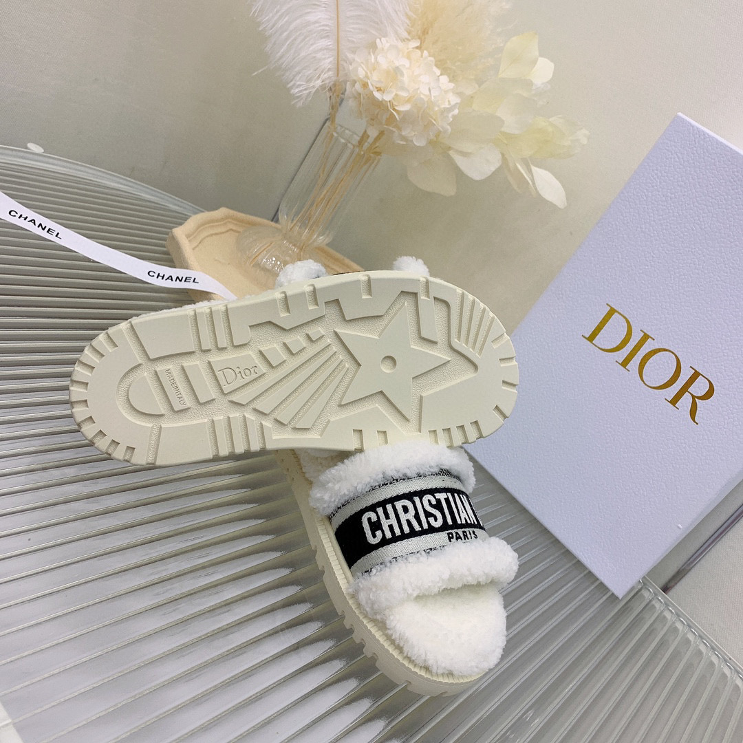 [TOP] Christian Dior D-Way Slide Embroidered Cotton and Shearling - 20 Colours