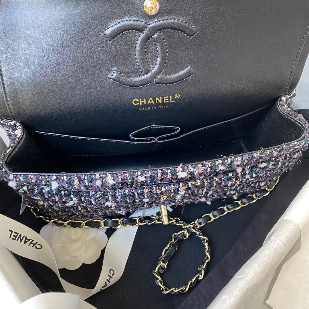 [TOP] CHANEL Classic Flap Bag Tweed Medium 25.5cm - Multicolour & GHW