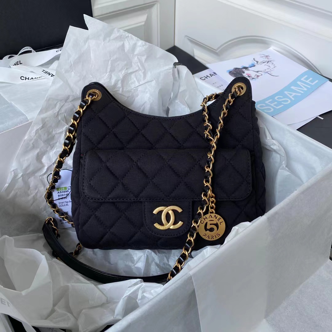 [TOP] CHANEL Hobo Handbag Tweeds & Fabrics- 21.5x22.5x7cm -GHW-4 colours