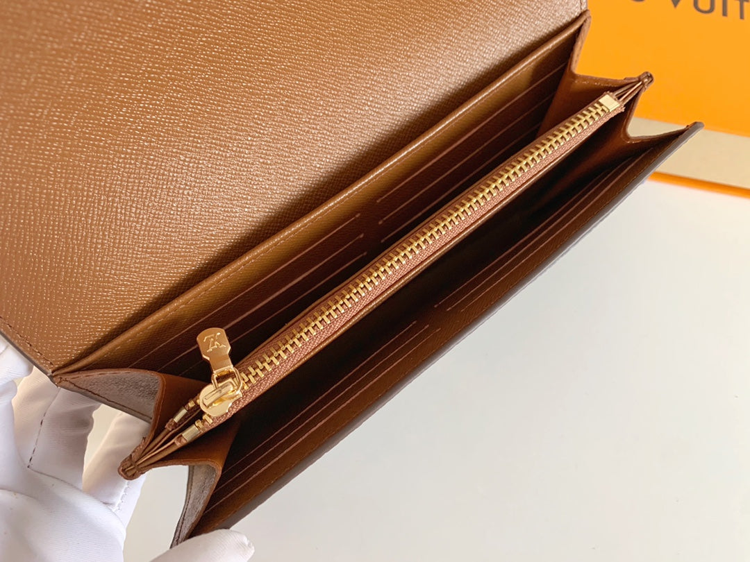 [TOP] Louis Vuitton LV L*V Monogram Sarah Wallet - Brown