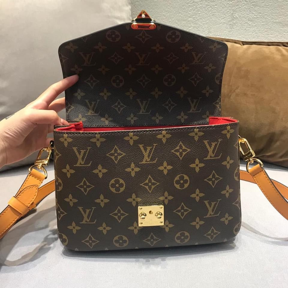 [TOP] Louis Vuitton LV £V Monogram Pochette Metis Braided Handle 25X19X7cm- Red