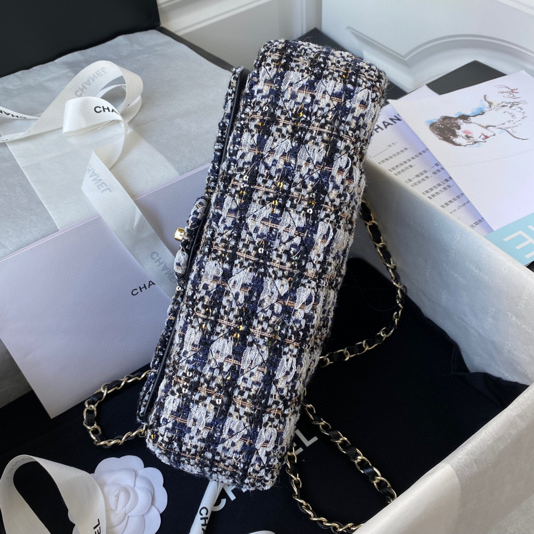 [TOP] CHANEL Classic Flap Bag Tweed Medium 25.5cm - Multicolour & GHW