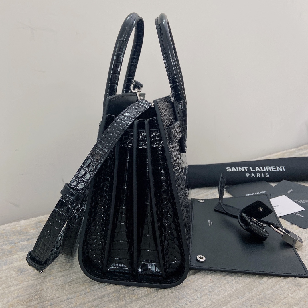 [TOP] Yves Saint Laurent YSL Sac De Jour Crocodile Handbag
