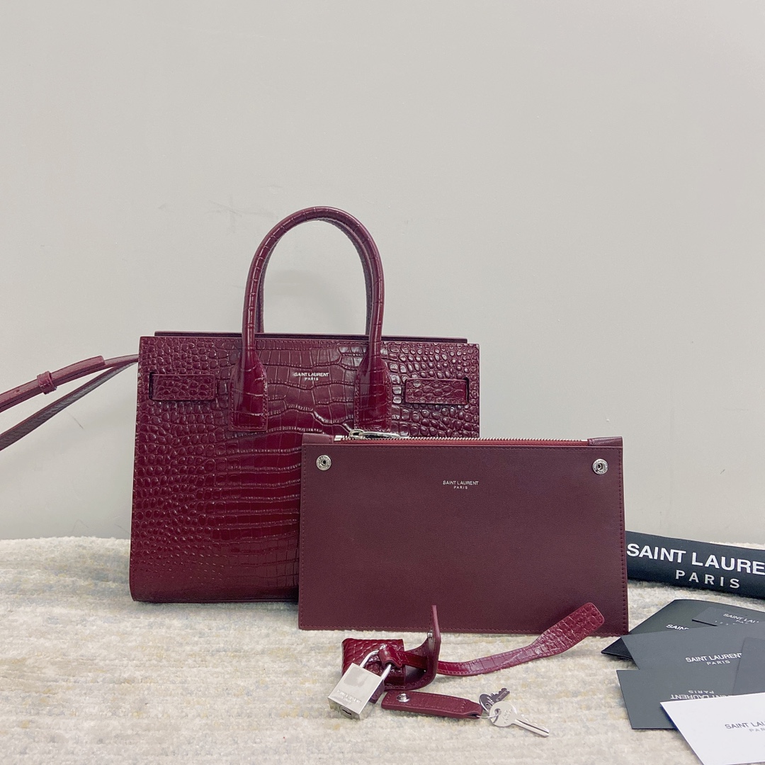 [TOP] Yves Saint Laurent YSL Sac De Jour Crocodile Handbag