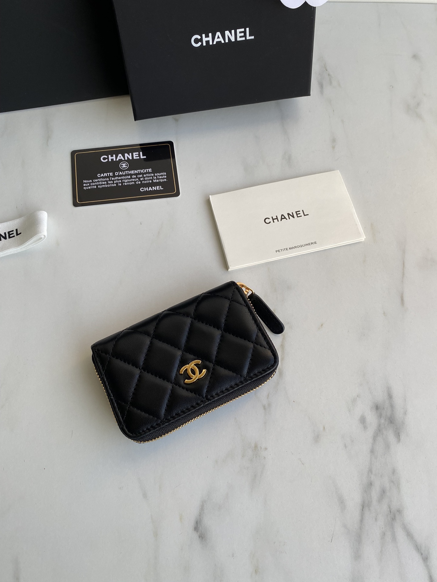 [TOP] CHANEL Zipper Flap Wallet - GHW&SHW - Black