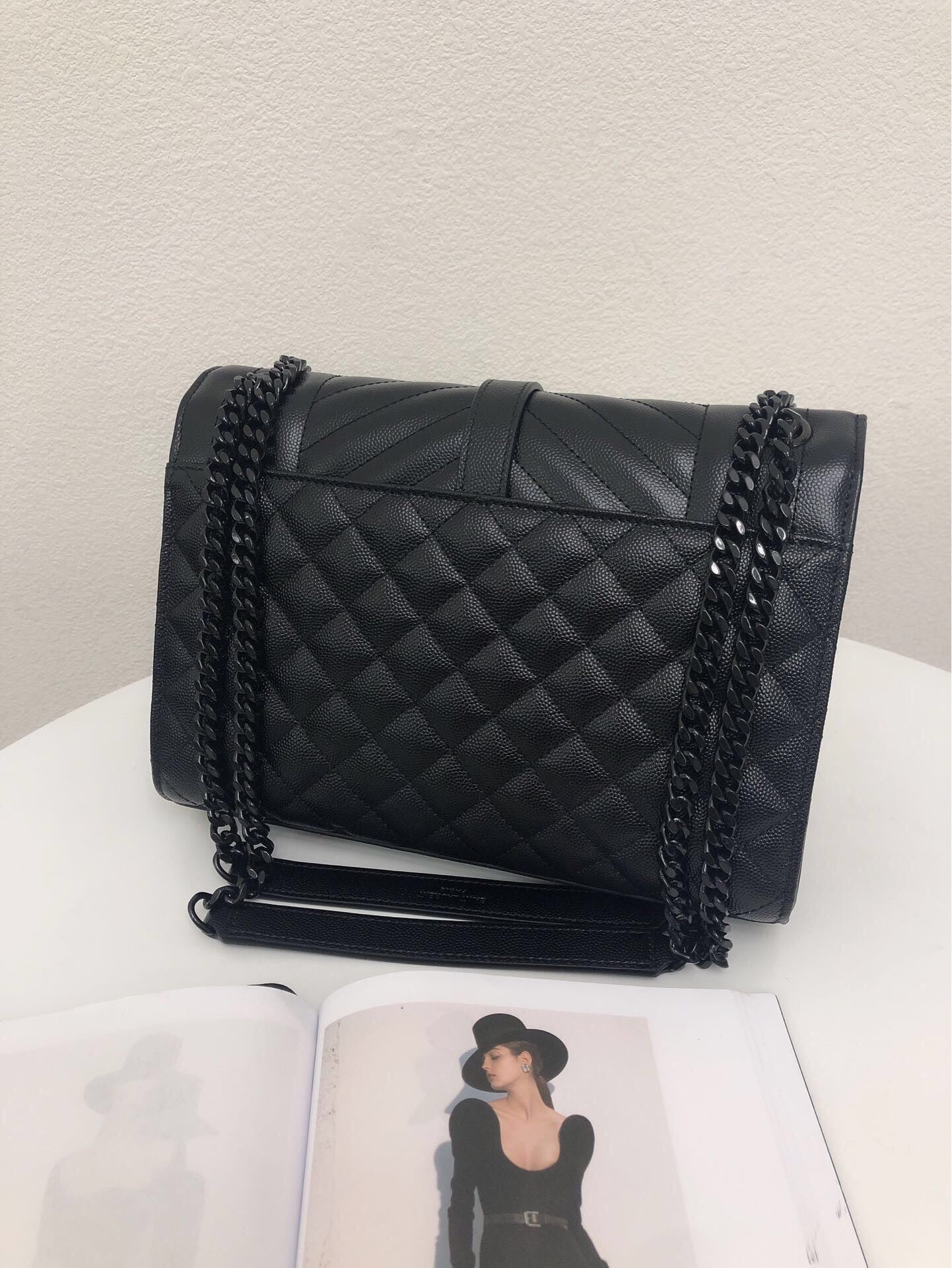 [TOP] Yves Saint Laurent YSL Envelop Shoulder Bag Medium 24×17.5×6cm - ALL BLACK