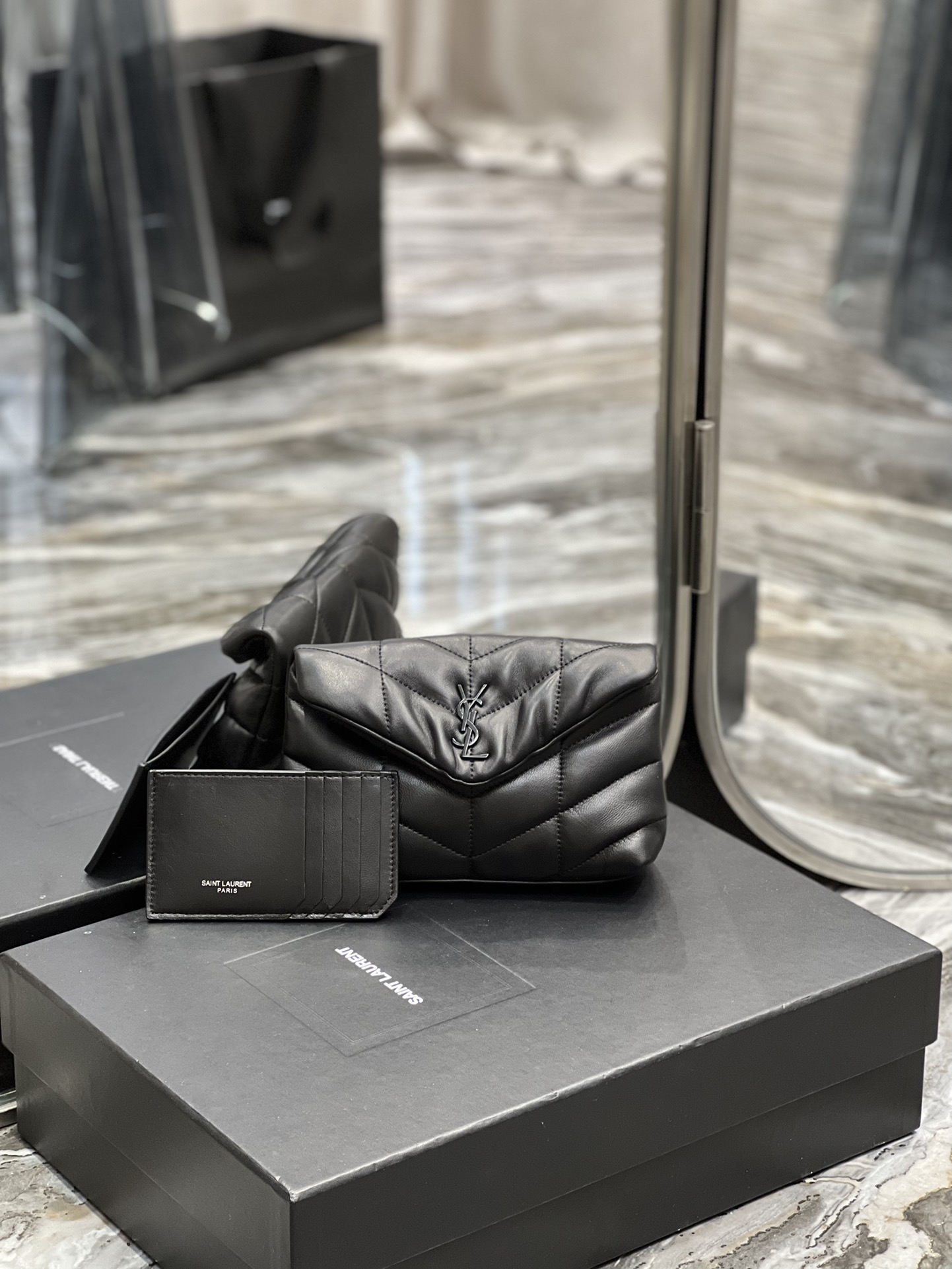 [TOP] Yves Saint Laurent YSL Loulou Puffer Handbag with Card Holder - 2 Color