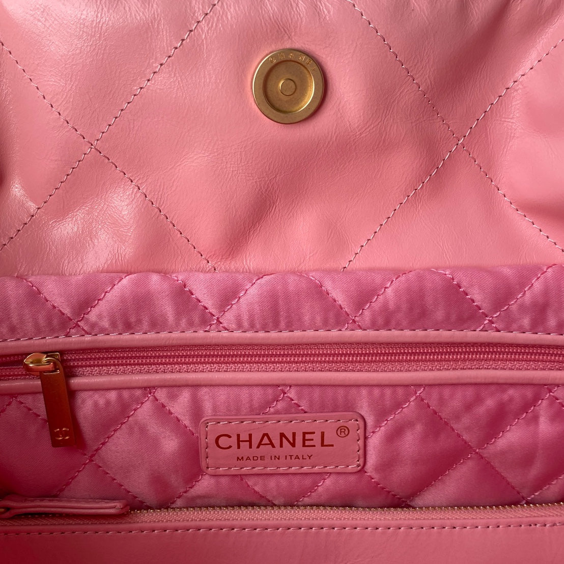 [TOP] CHANEL 22 Bag Small Tote 35x37x7cm - Coral Pink