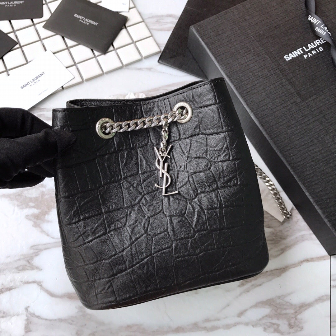 [TOP] Yves Saint Laurent YSL Croco Small Bucket Bag - Black