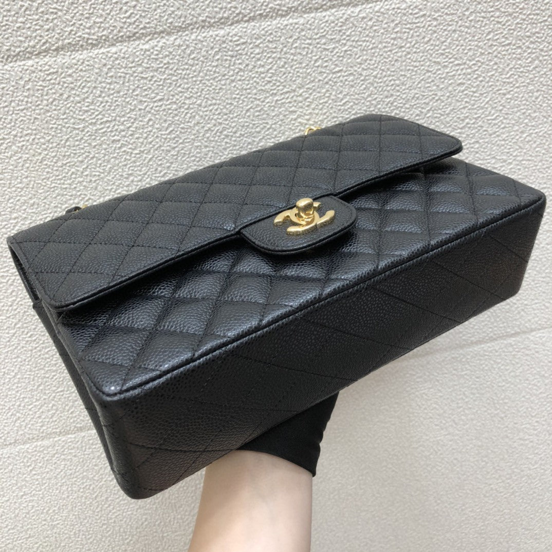 [TOP] CHANEL Classic Flap Bag Caviar Medium 25.5cm – Black & GHW