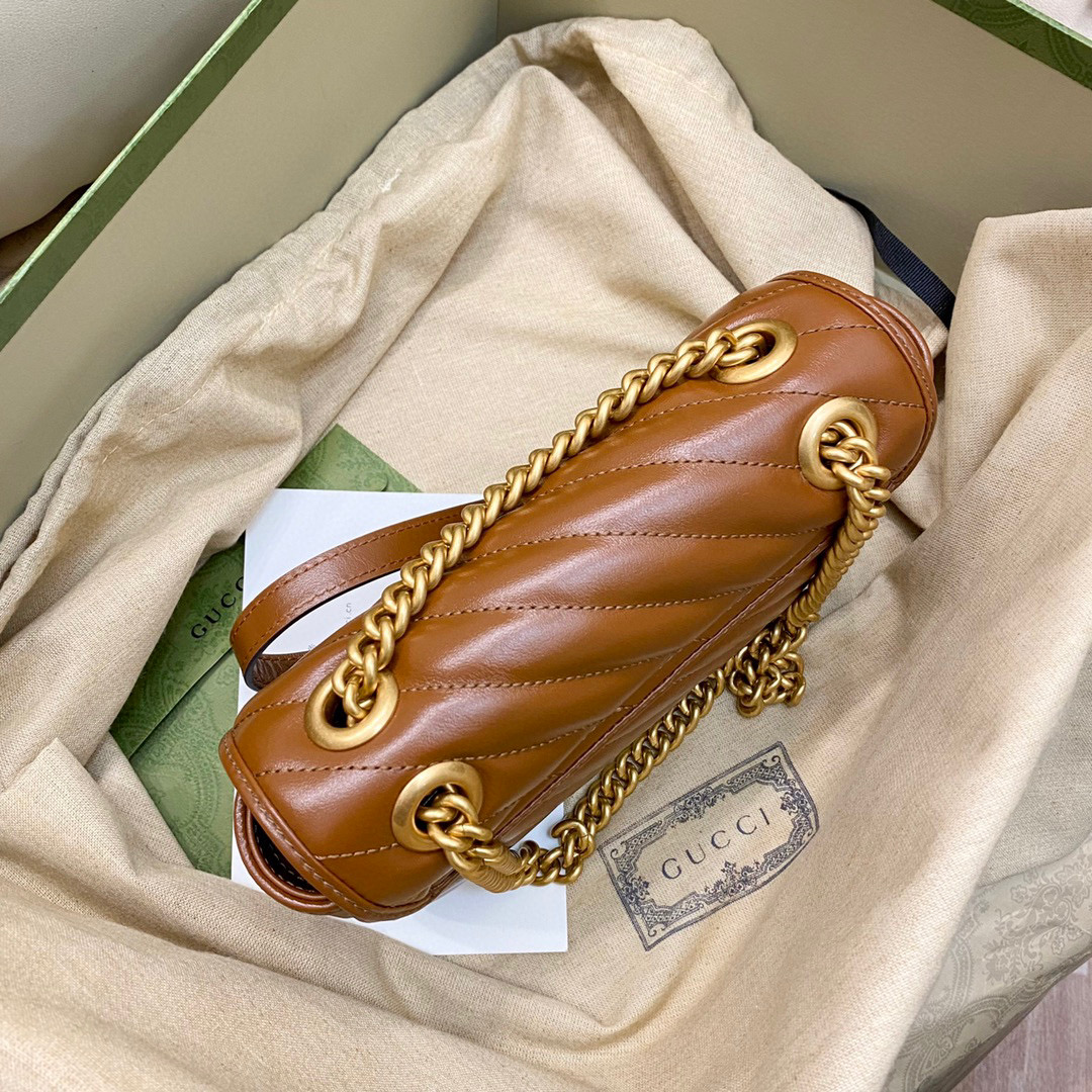 [TOP] GUCCI Marmont Bag Mini 22cm - Brown