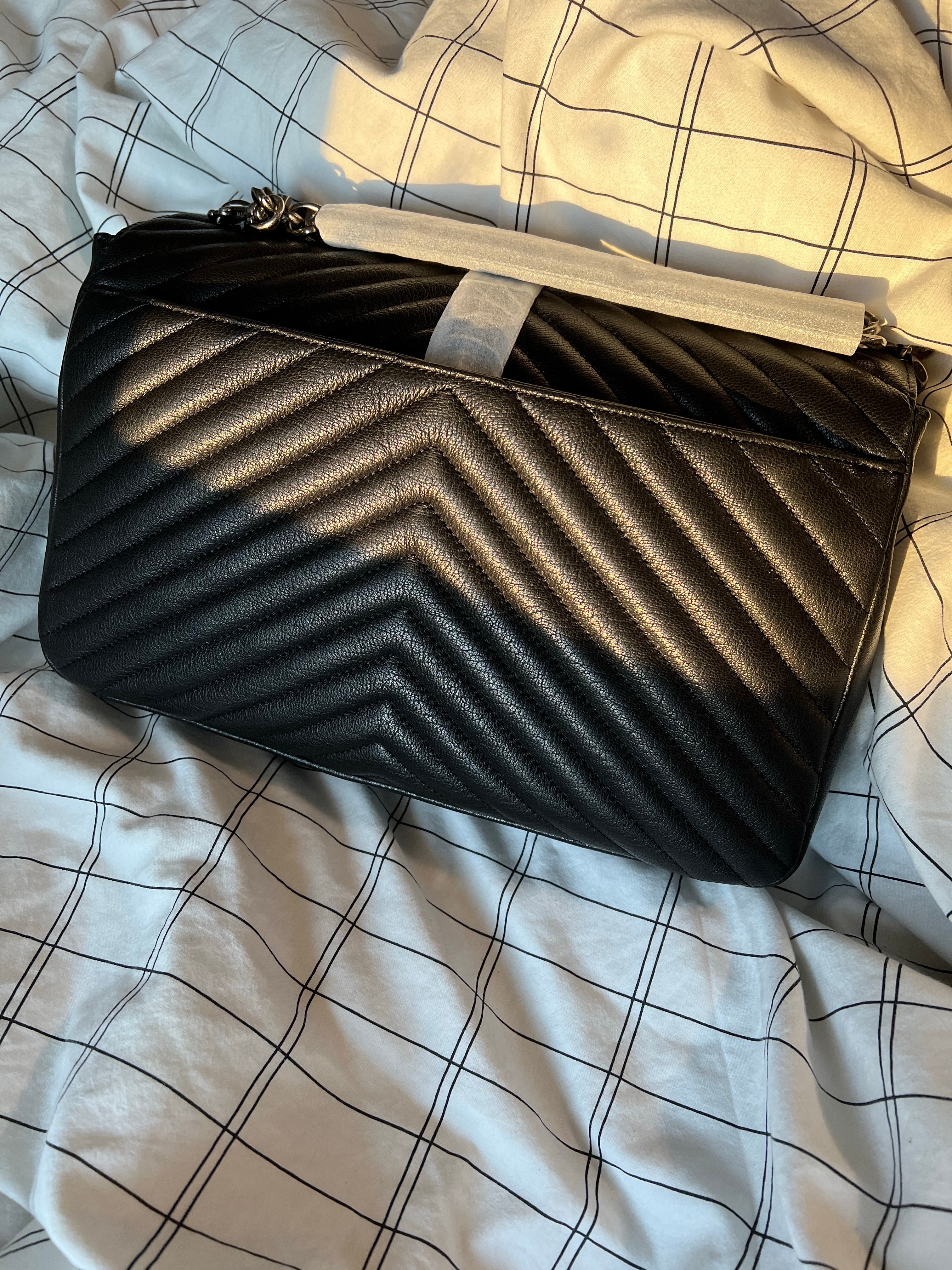 [TOP] Yves Saint Laurent YSL College Medium Top Handle Bag - Black w SHW