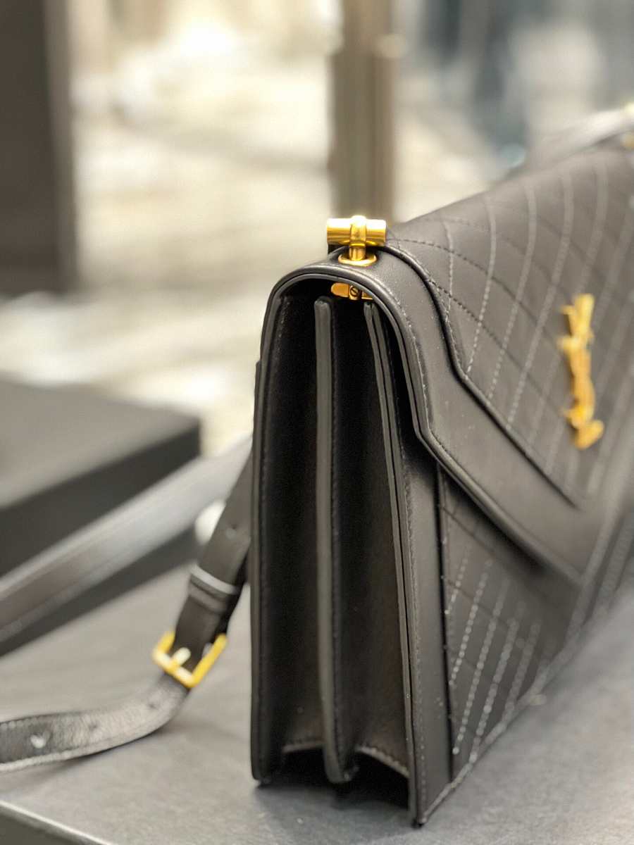 [TOP] Yves Saint Laurent YSL Mini Quilted Envelope Bag - Black