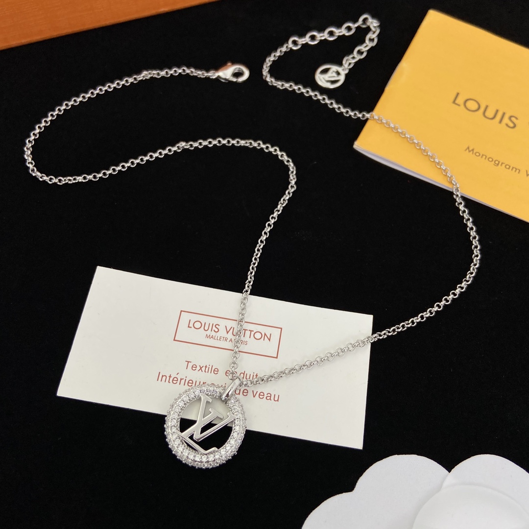 [TOP] Louis Vuitton LV LV Necklace Earrings Set - Silver