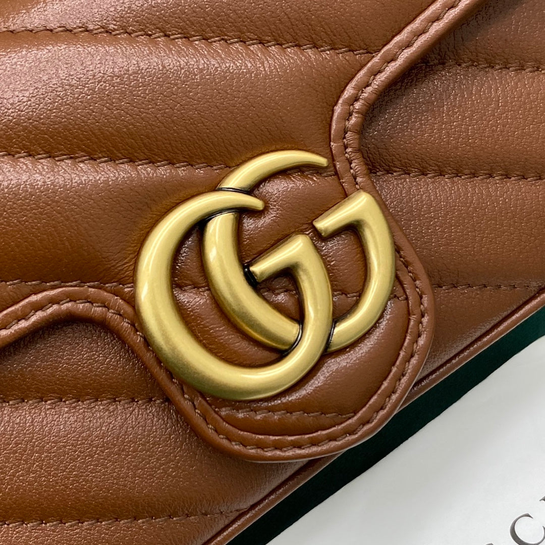 [TOP] GUCCI Marmont Bag Super Mini 16.5cm - Brown