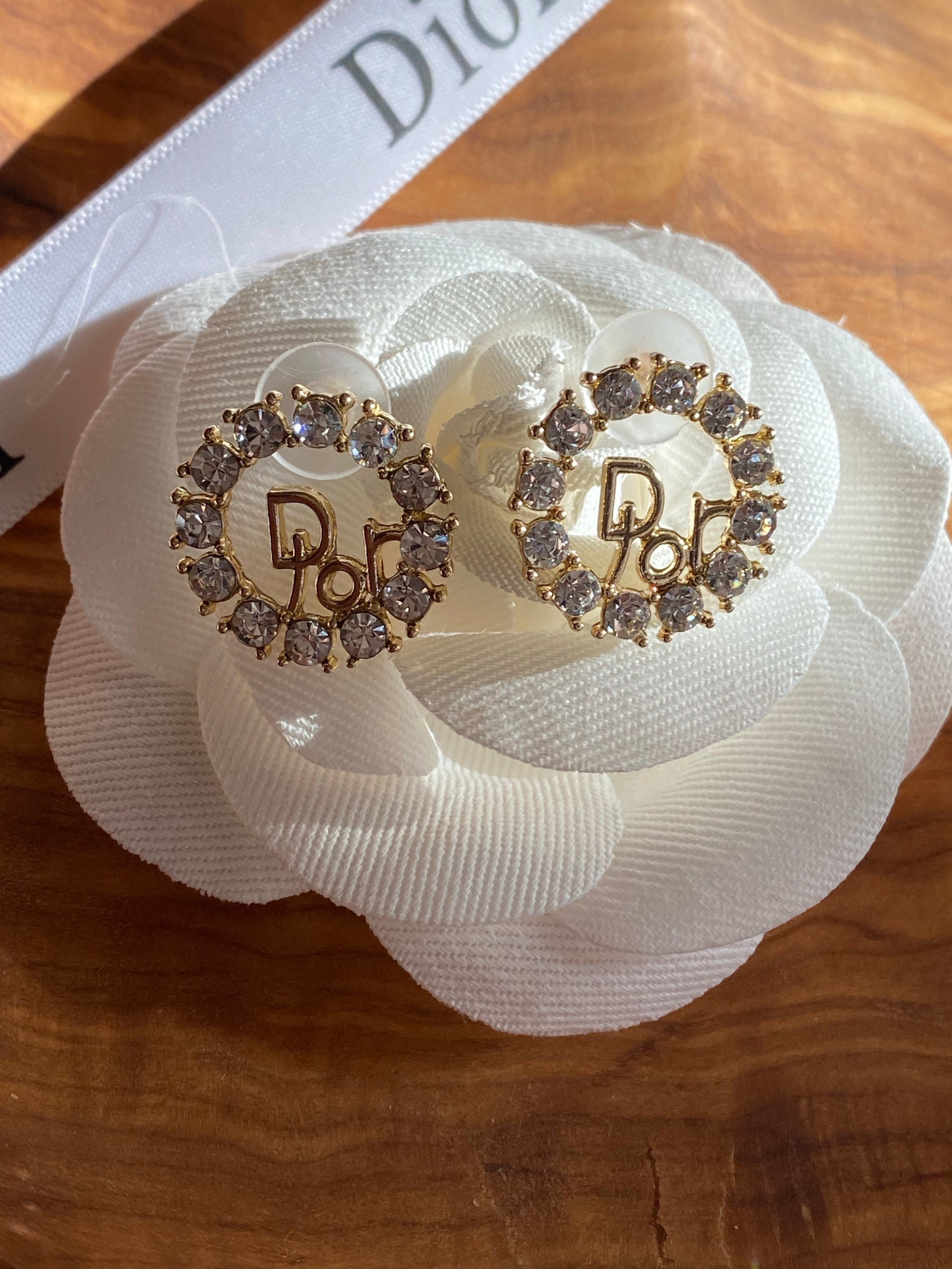 [Top] Christian Dior Round Stones Earrings