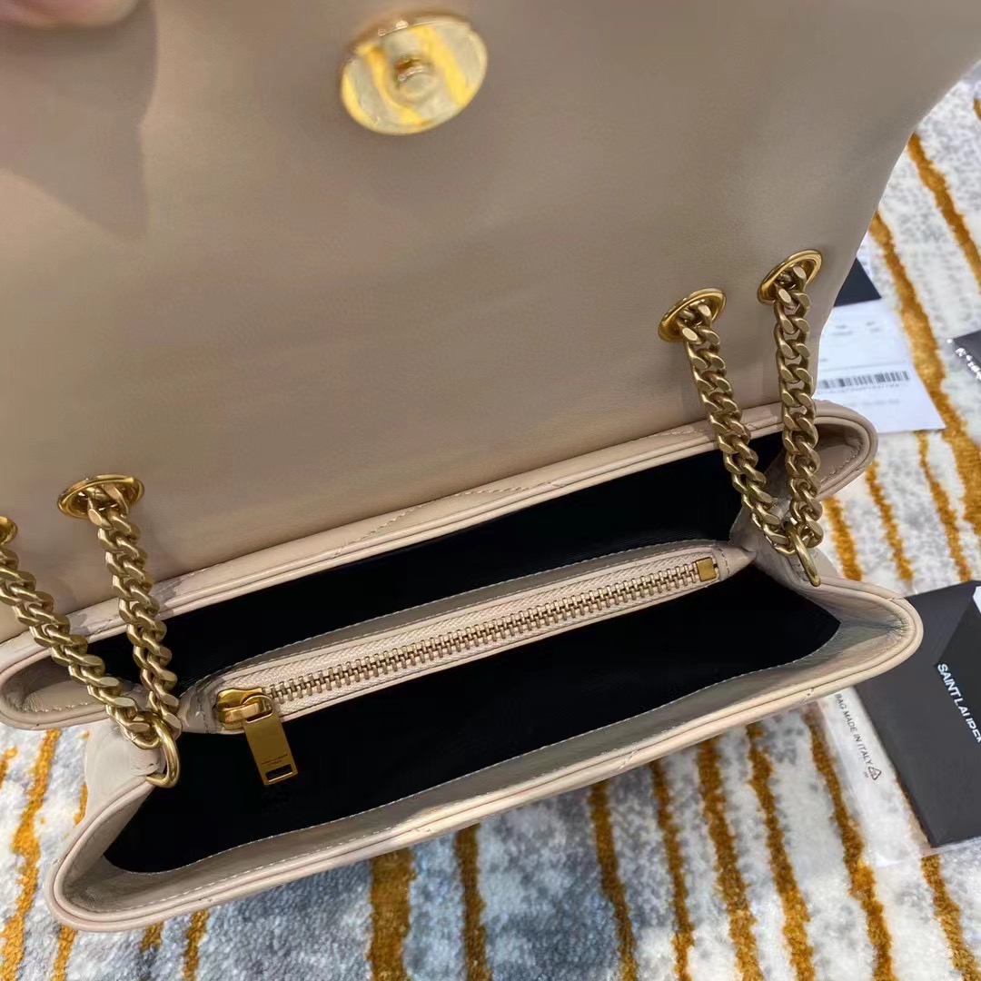 [TOP] Yves Saint Laurent YSL Lou Lou Bag Small 25cm - Beige & GHW