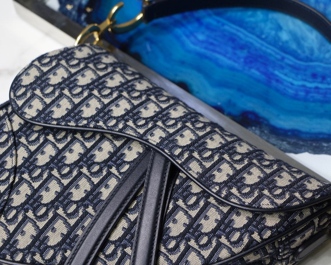[TOP] Christian Dior Saddle Bag 17cm/25cm  - Navy