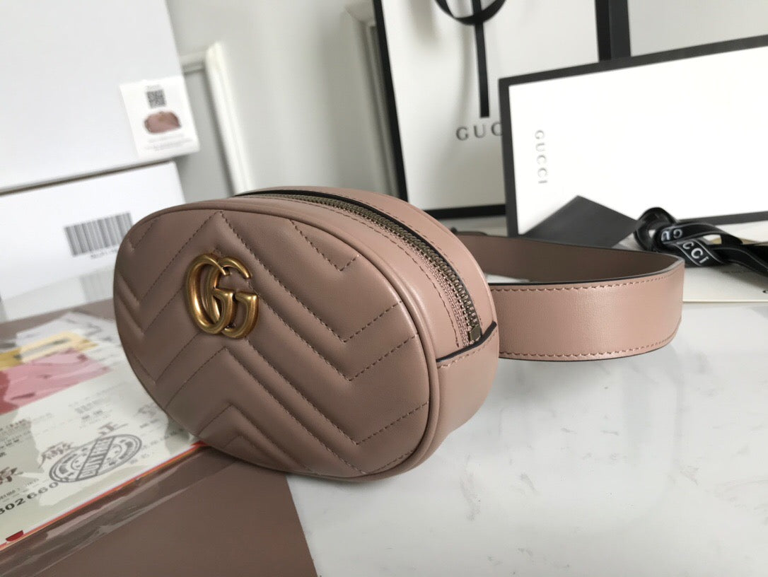 [TOP] GUCCI GG Marmont Belt Bag - Dusty Pink