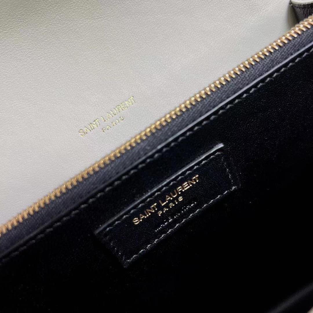 [TOP] Yves Saint Laurent YSL Mini Quilted Envelope Bag - White