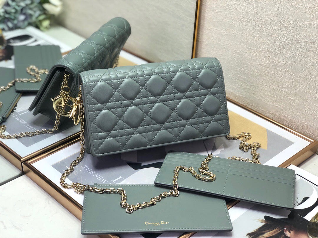 [TOP] Christian Dior Lady Pouch Bag- Cloud Green