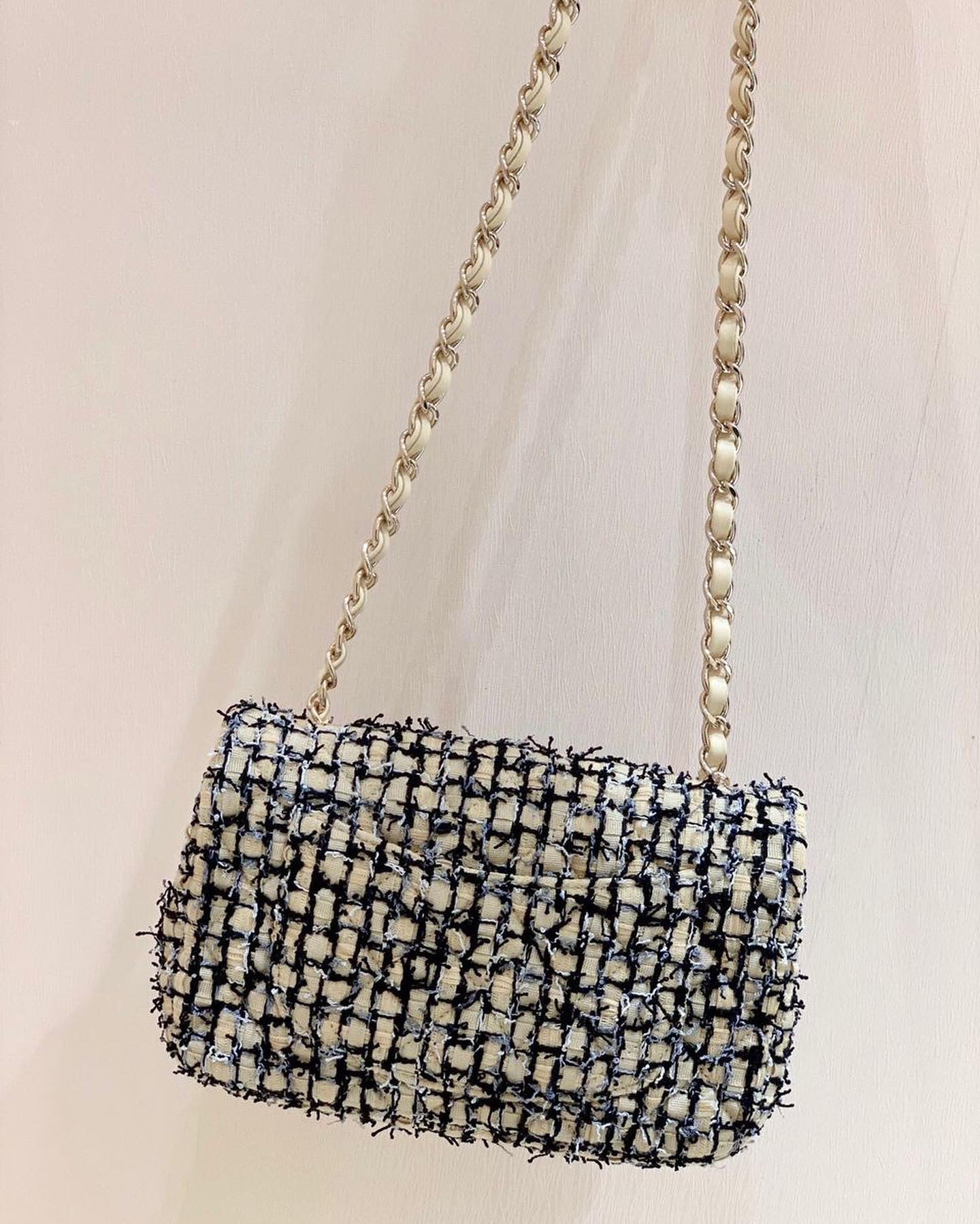 [TOP] CHANEL Classic Flap Bag Tweed Mini Rectangular 20cm - Yellow Black